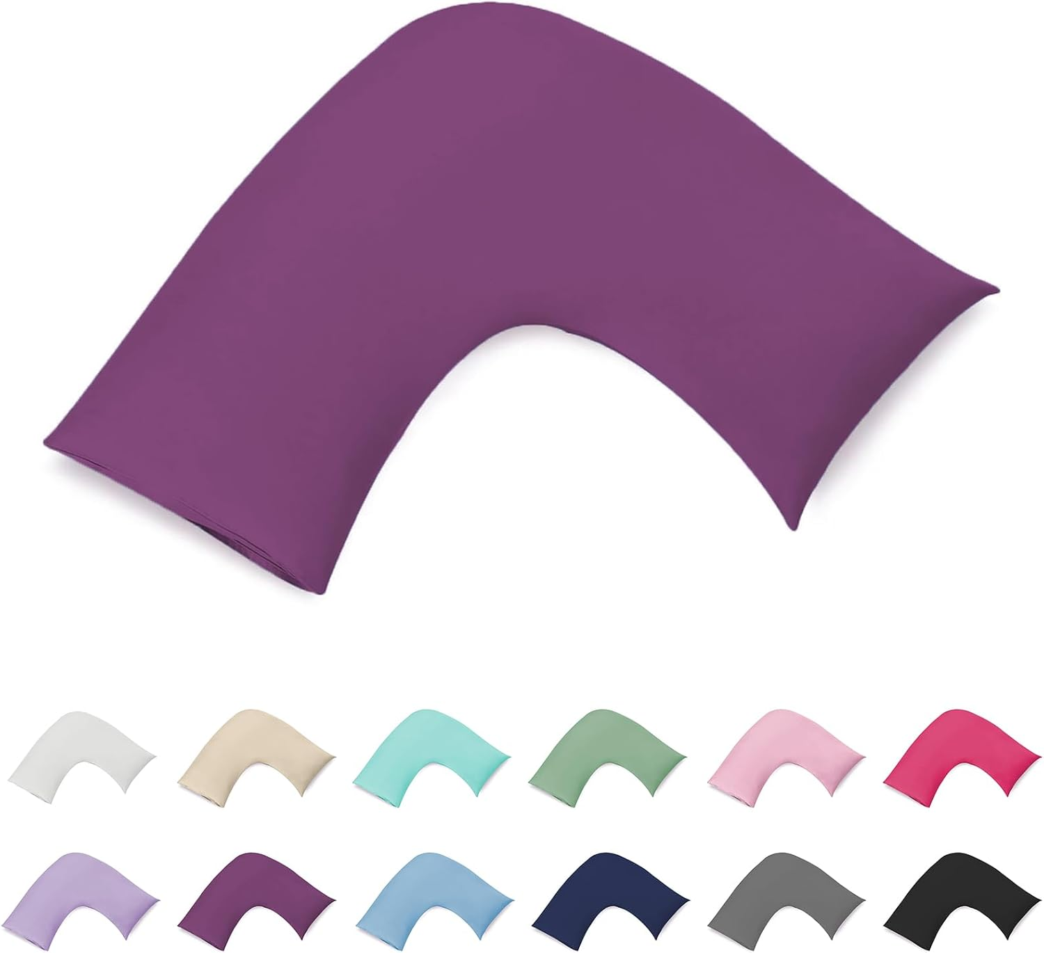 100% Cotton 300TC V Shape/U Shape/Boomerang/Tri Pillowcase/Maternity Support - Percale Cotton Envelope Style Machine Washable (Purple) image number 2