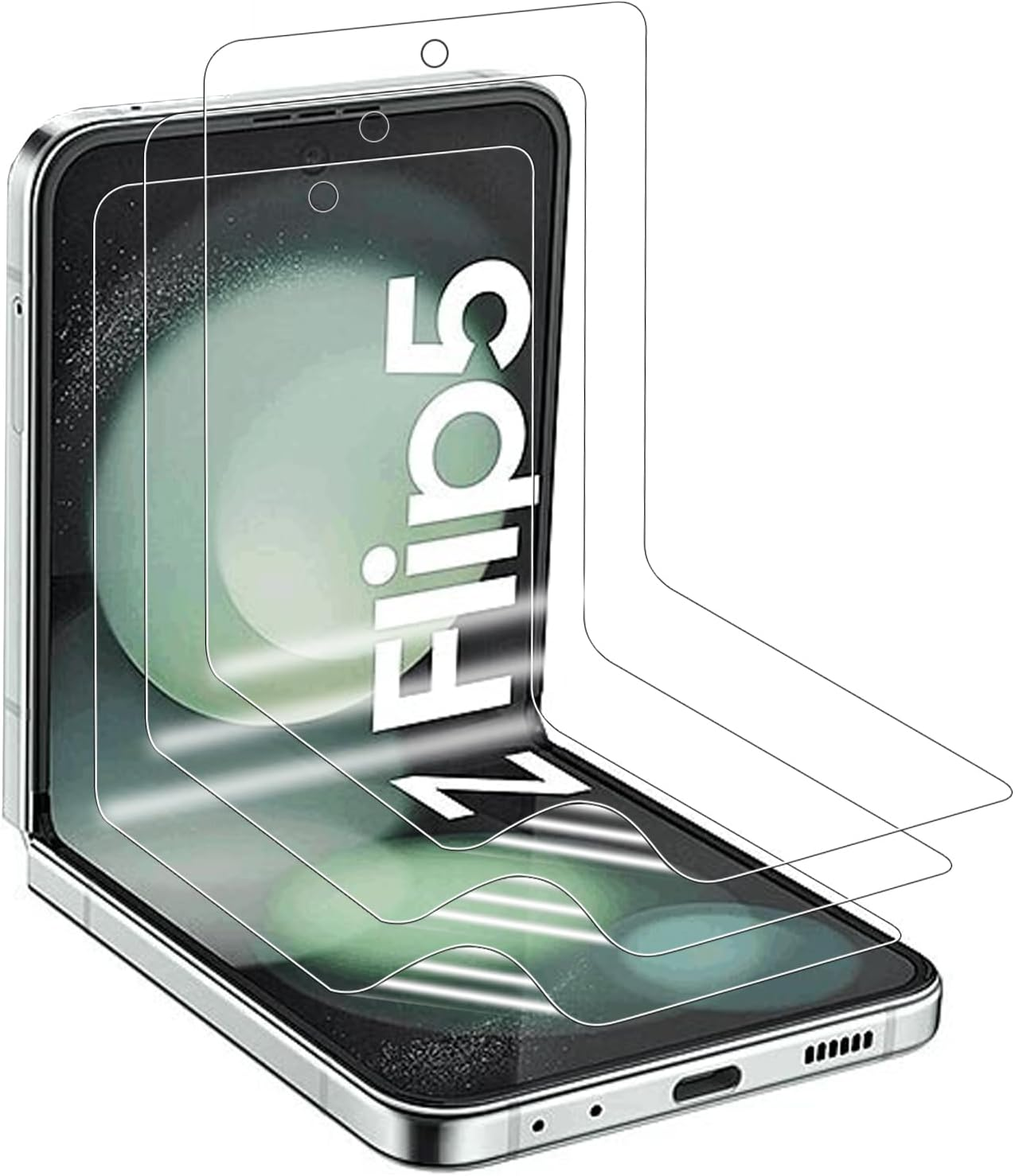 [3 Pack] Hydrogel Screen Protector for Samsung Galaxy Z Flip 6/5/4/7 FE 5G, Electro-Weideworld Scratch Resistant HD Clear TPU Screen Protector, Support Fingerprint Unlock image number 4