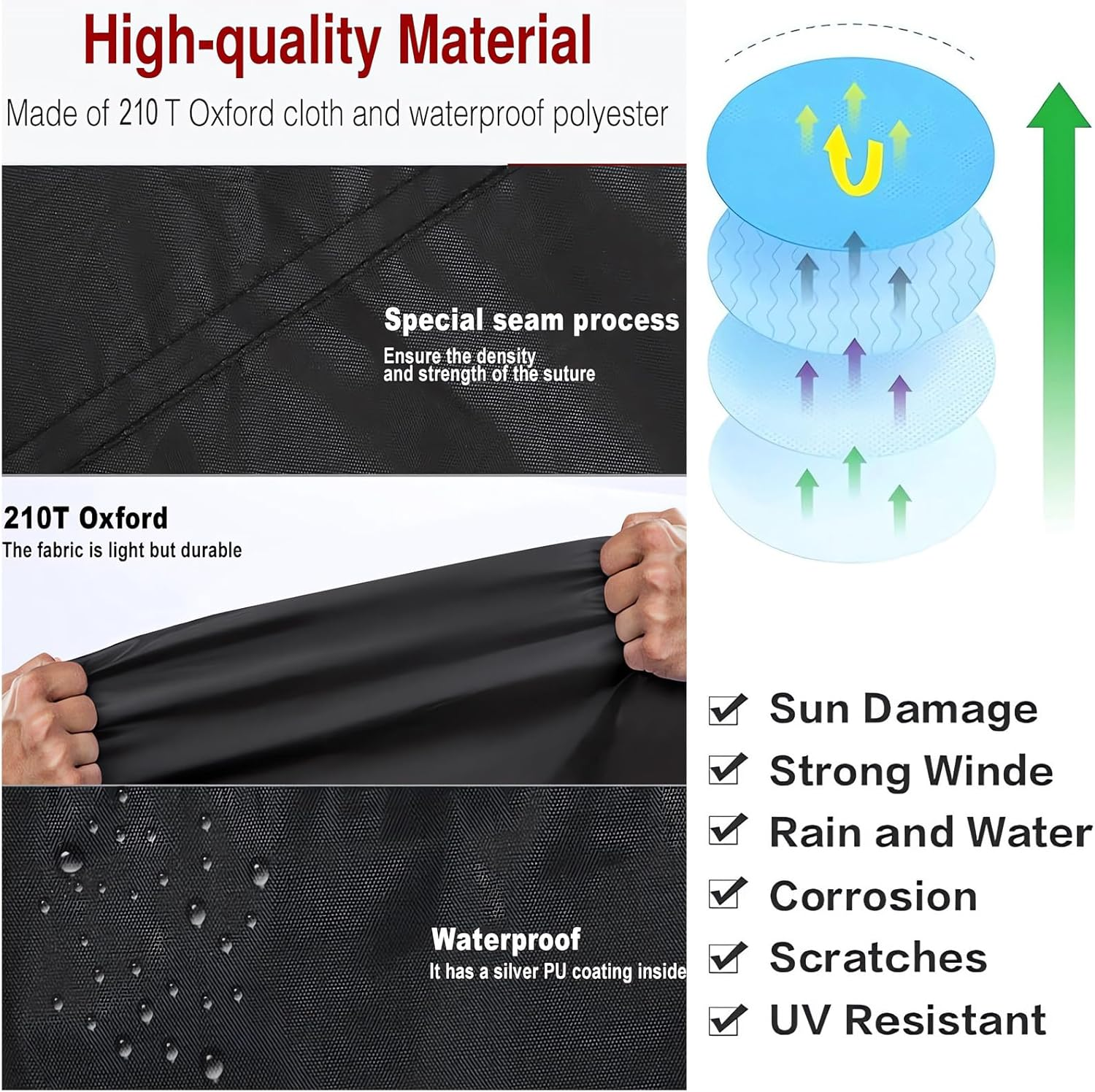 Bike Cover Outdoor Waterproof Bicycle Cover, Bike Cover for 1 or 2 Bikes, 210D Oxford Fabric with Lock Hole and Storage Bag, Windproof UV Sun Snow Dustproof for Mountain Road Bike Sport Bike image number 2