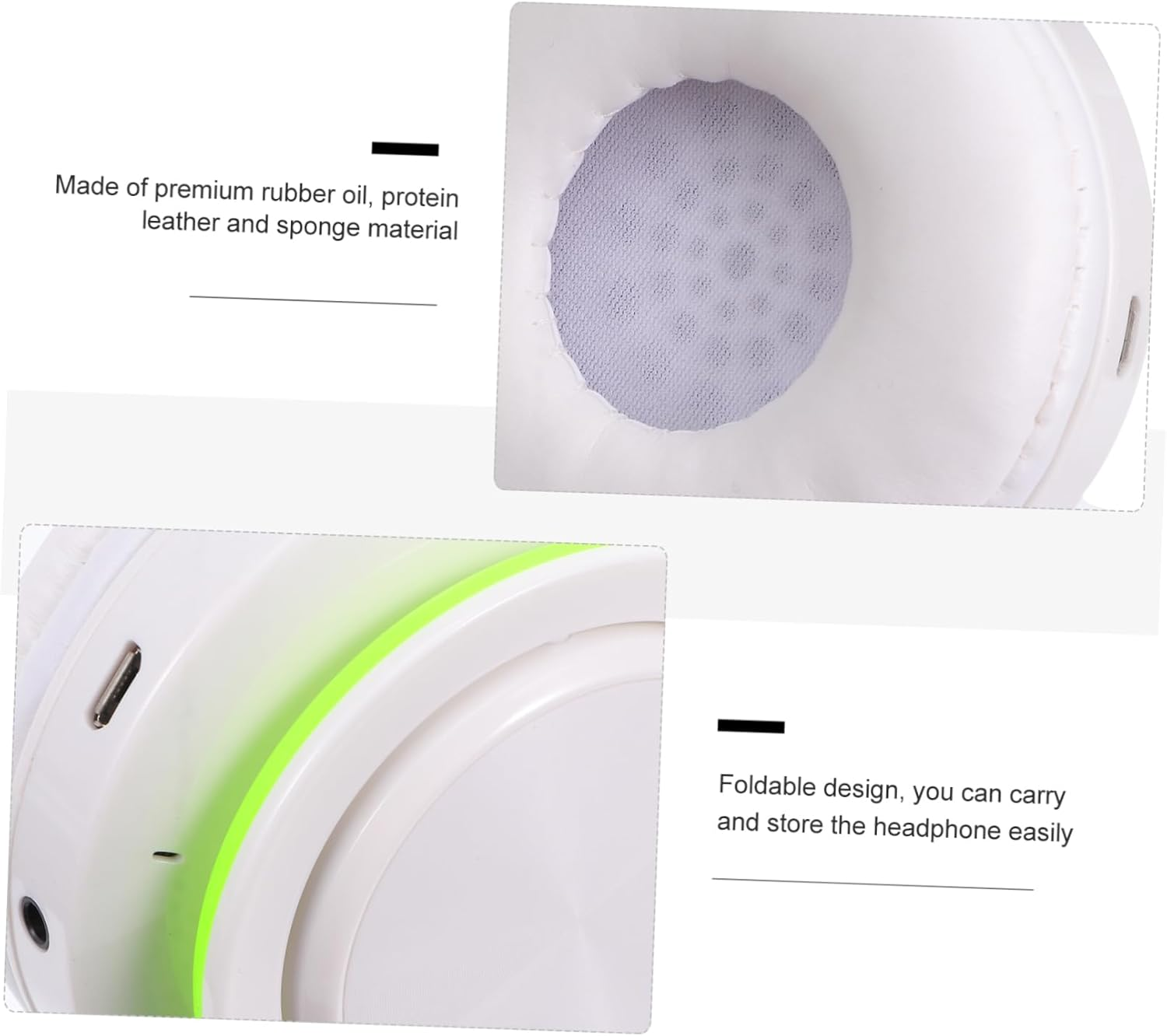 HEALSOPTHY Wireless Headset Over-Ear Foldable Wireless Headphone Noise Canceling Headset with Aux-In for Office and Sports Use Green White