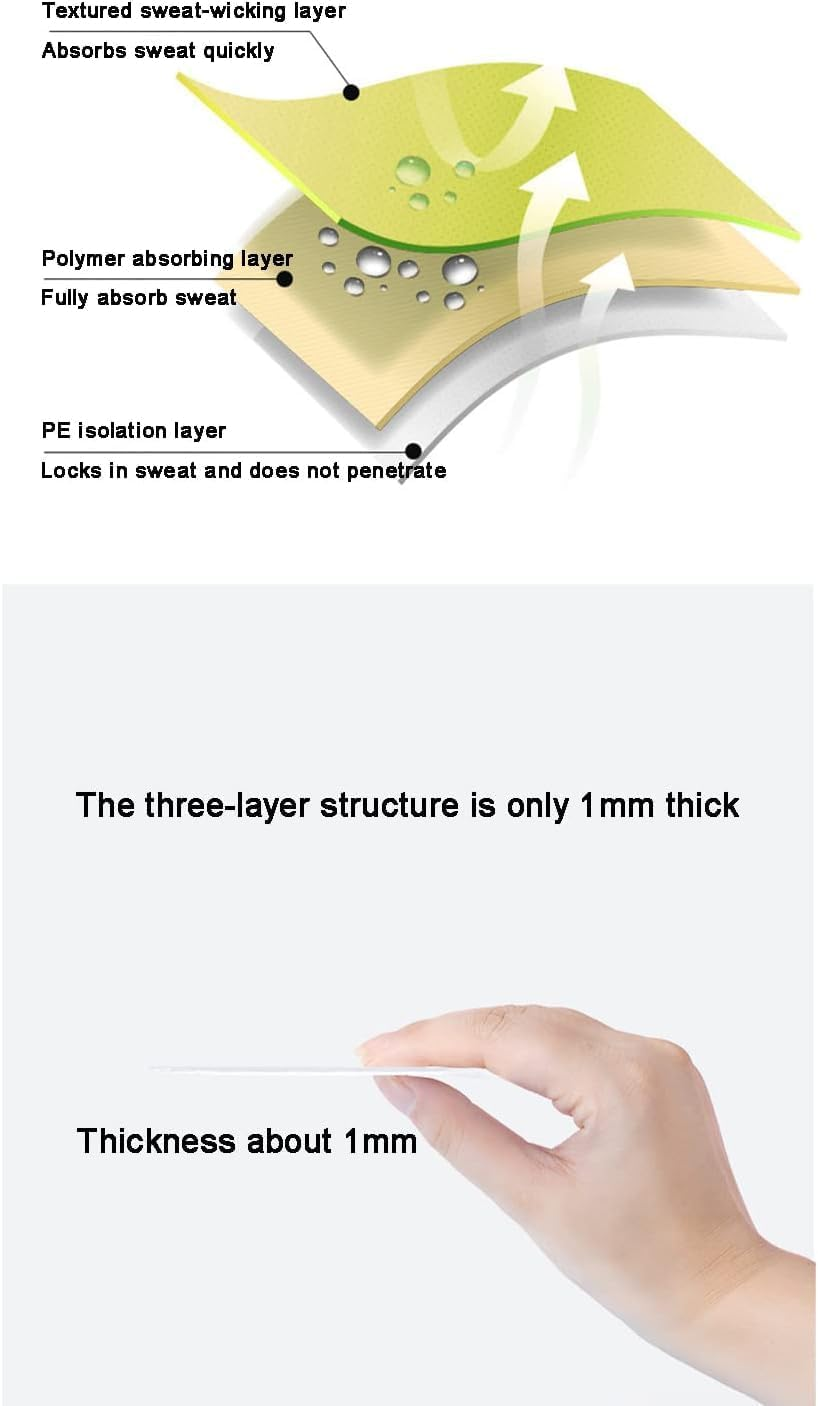 Underarm Sweat Absorbent Pads (100) - Ultimate Sweat Absorbent and Odor Control for Women/Men | Strong Adhesive Invisible Design for Gym, Office and Everyday Wear Pads with Dry Keeping Technology image number 5