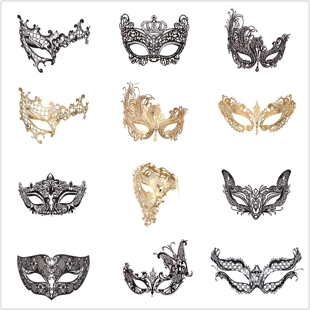 Masquerade Mask for Women Metal Mask Shiny Rhinestone Venetian Party Evening Prom Ball Mask Bar Costumes Accessory image number 3