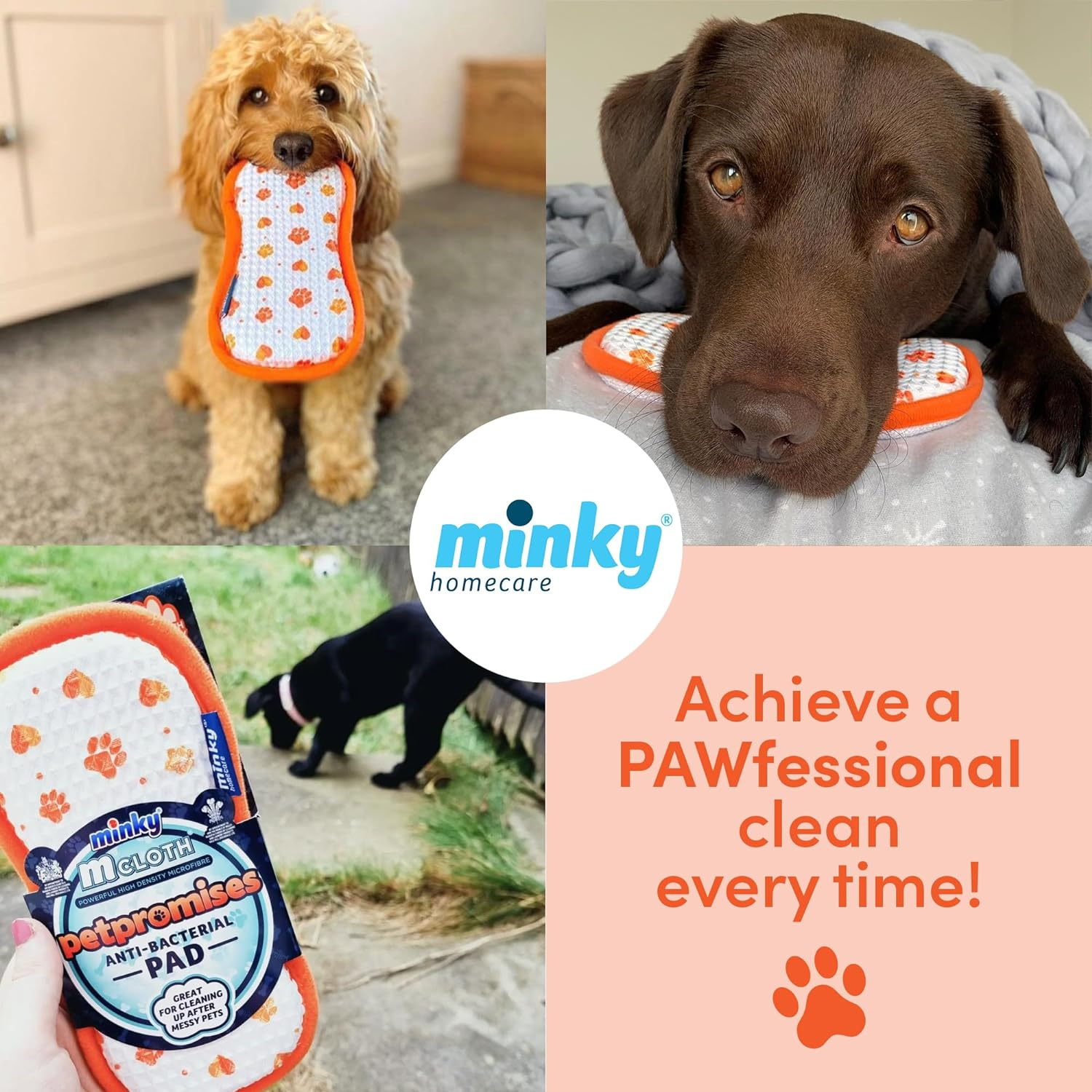 Minky M Cloth - Microfibre Anti-Bacterial Pet Care Cleaning Pad - Ideal for Cleaning up after Your Pet - Microfibre Cloth for Household Cleaning (Pack of 2) image number 1