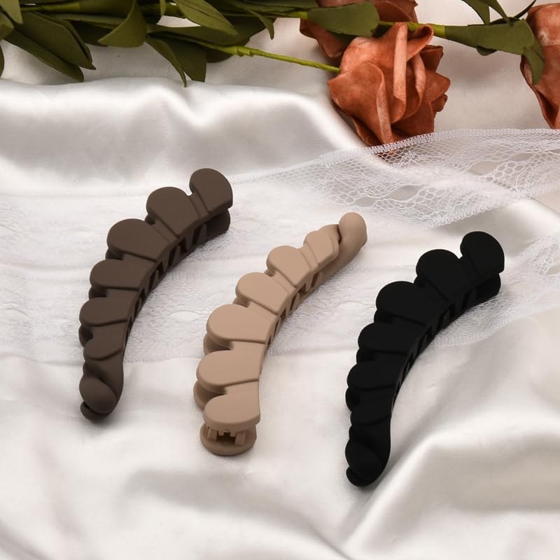 Banana Clips Hair for Thick Thin Hair Ponytail Holder Claw Clip Large Banana Hair Pin Hair Banana Clip French Barrette Hair Clips for Women Banana Hair Combs Clip for Women Hair Accessories 3 Pcs - Hairclip2 image number 4