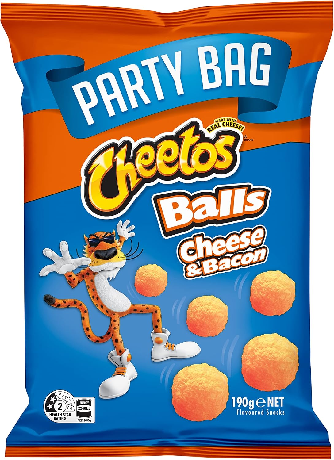 Cheetos Cheese Snack Share Pack Party Bag Cheese & Bacon Balls 190G image number 1