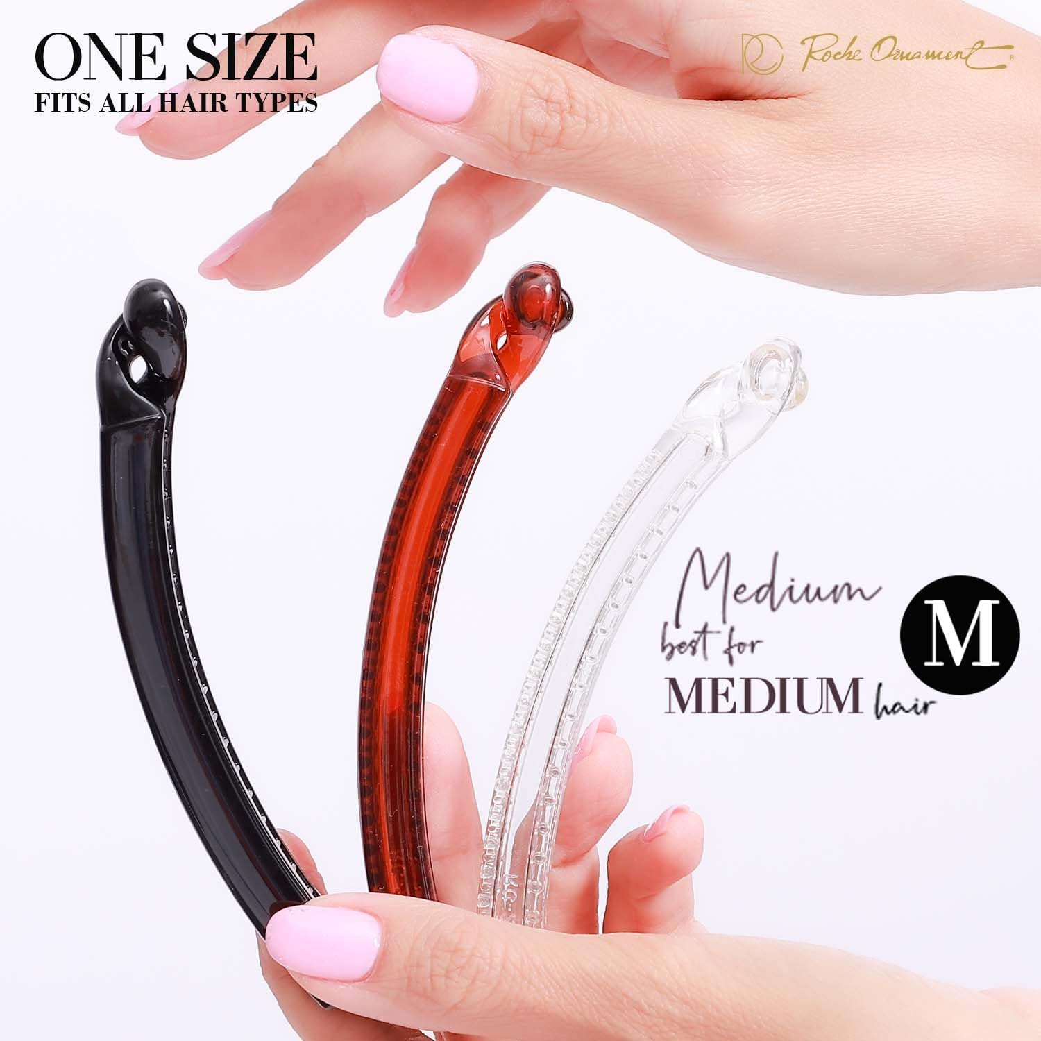 RC ROCHE 6 Pcs Banana Hair Clip Thin Hair Fine Ponytail Maker No Slip Small Claw for Women Secure Grip Jaw Clamp Cute Strong, Medium Clear Brown and Black image number 6