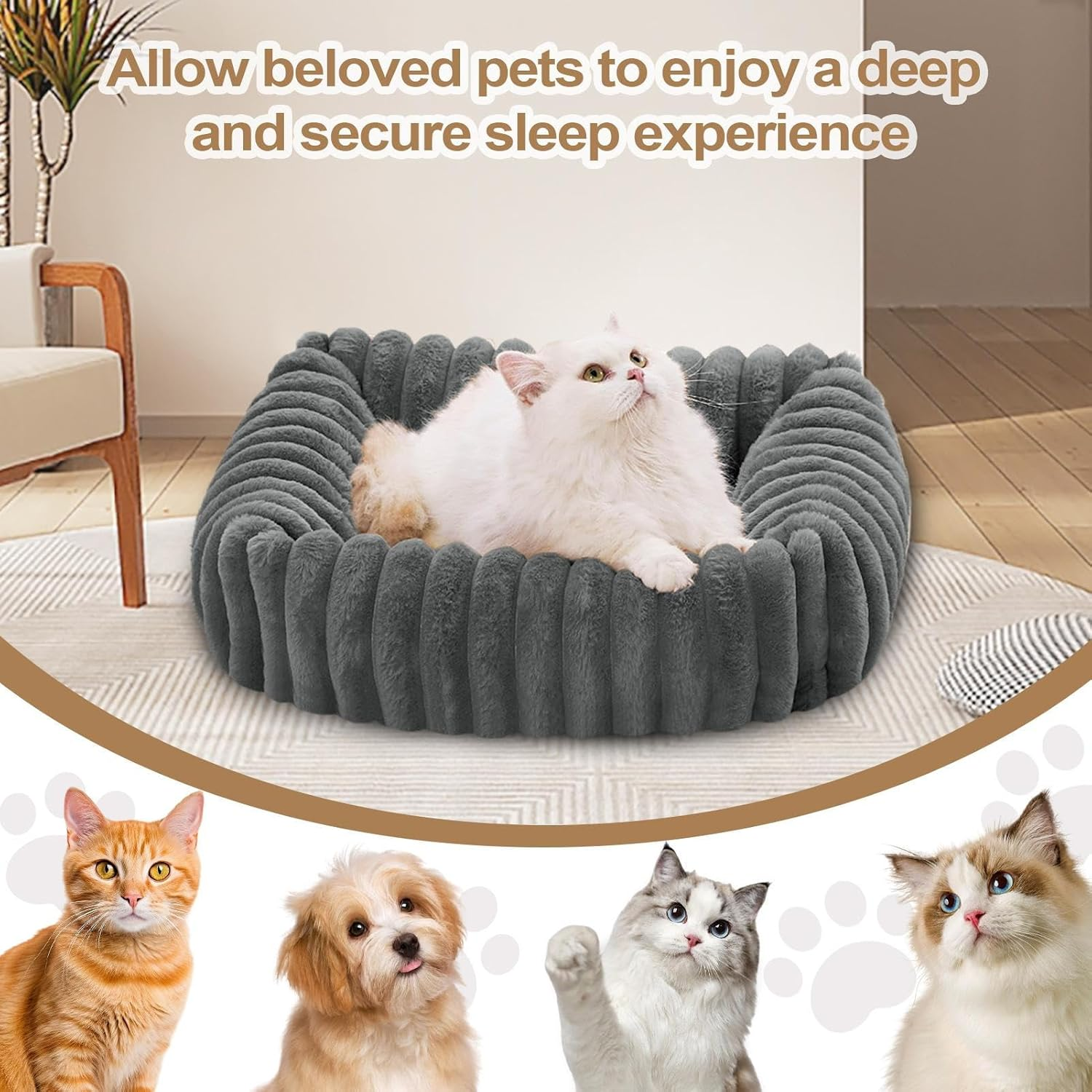 Dog Couch Bed | Washable Plush Cat Bed,Pet Cushion Soft Cat Sofa for Apartment Travel Indoor Outdoor Camping Home Patio Floor Car Daily image number 6
