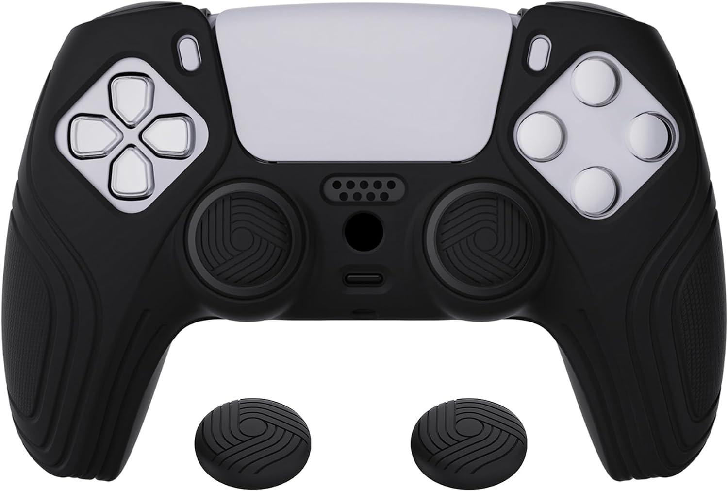 Extremerate Playvital Samurai Edition Clear White Anti-Slip Controller Silicone Skin for Ps5, Ergonomic Soft Rubber Protective Case for Ps5 Controller with Clear White Thumb Stick Caps