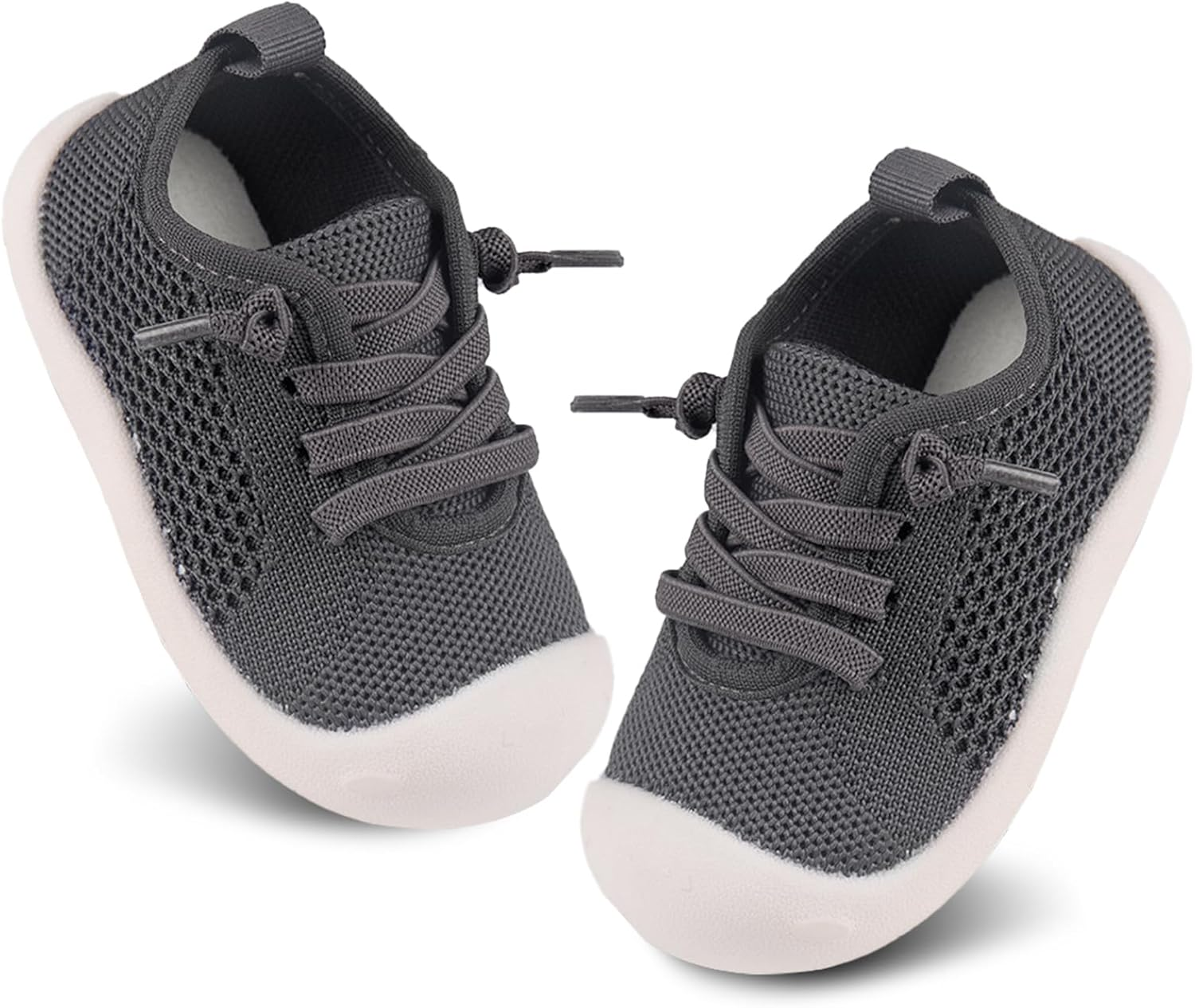 Baby Girl&Boy Toddler First Walking Shoes 6-12 Months Size 3 Black Barefoot Slip on Wide Toe Box Shoes Soft Footmates Casual Tennis Indoor Flexible Learning to Walk Rubber Sneakers