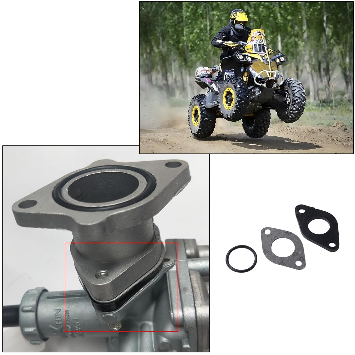 4 Sets Car Carburetor Intake Gaskets Carburetor Intake Manifold Gaskets with O-Ring Replacement for 50Cc-125Cc Dirt Pit Bike ATV 4 Wheeler Quad Scooter