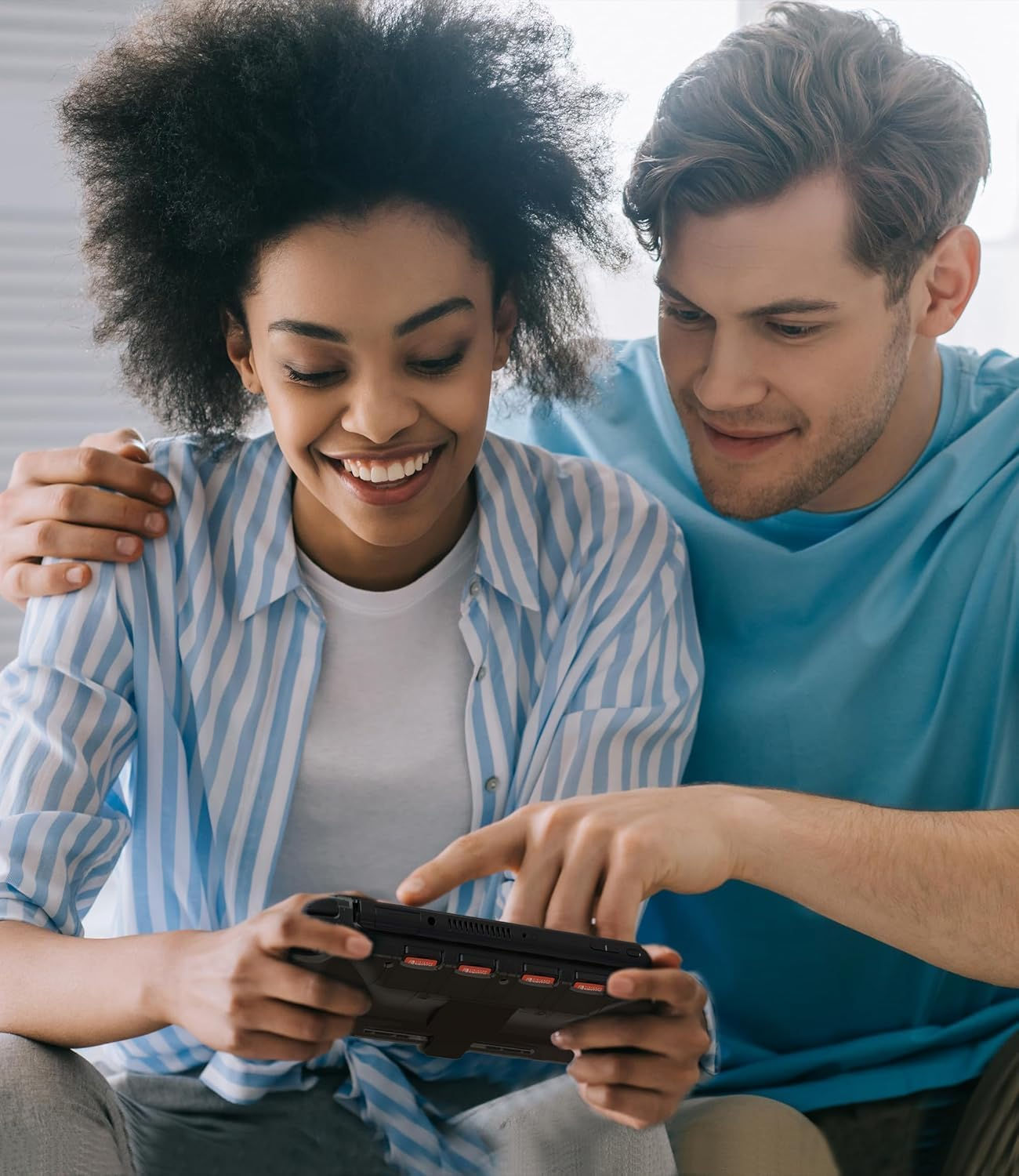 ZONEY Switch Controller for Nintendo Switch/Oled, One-Piece Joypad Switch Pro Controller for Handheld Mode, Ergonomic Handheld Switch Grip Controller with 6-Axis Motion Control, Turbo & Mapping (Black) - Blue  Green image number 3