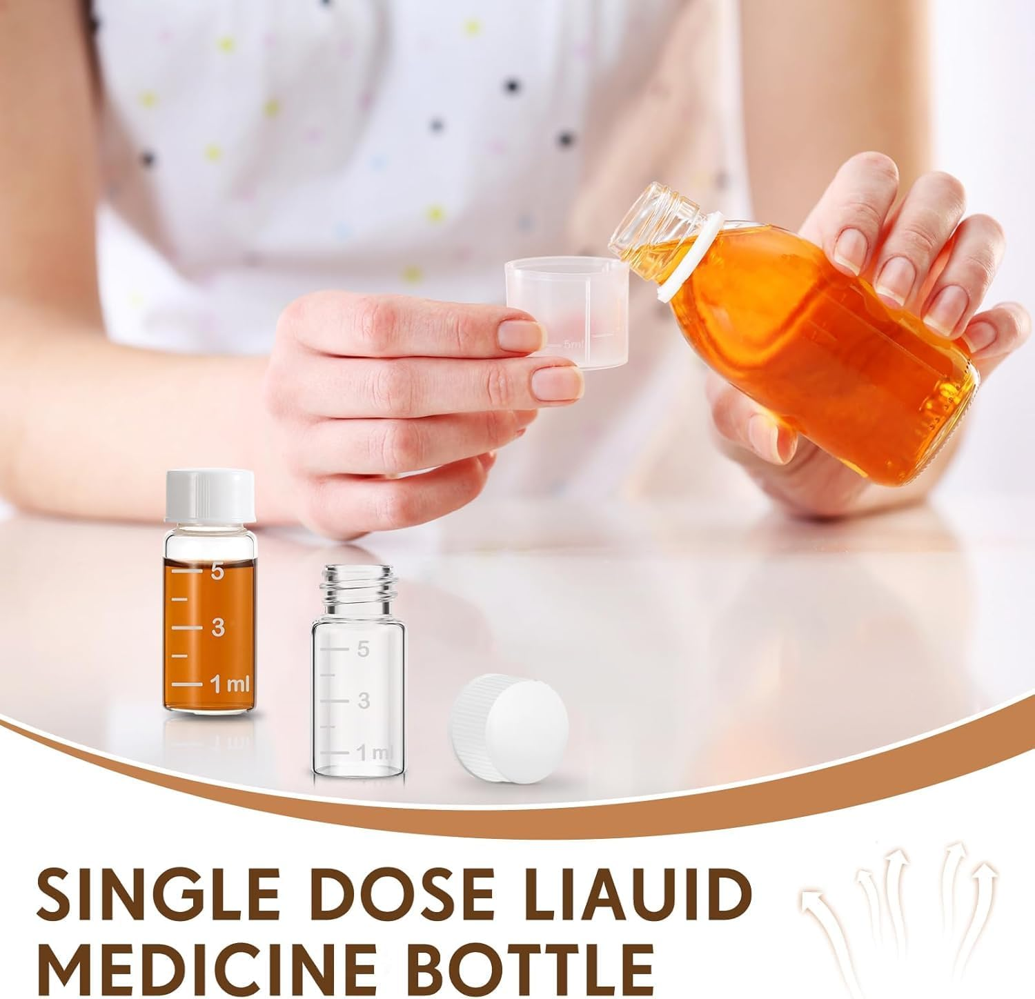 10 Pcs Liquid Medicine Travel Container Glass,Liquid Containers Small Single Dose Medicine Bottles Dispenser, and Leak-Proof Plug Travel Essentials Accessories(Clear,5Ml) image number 2