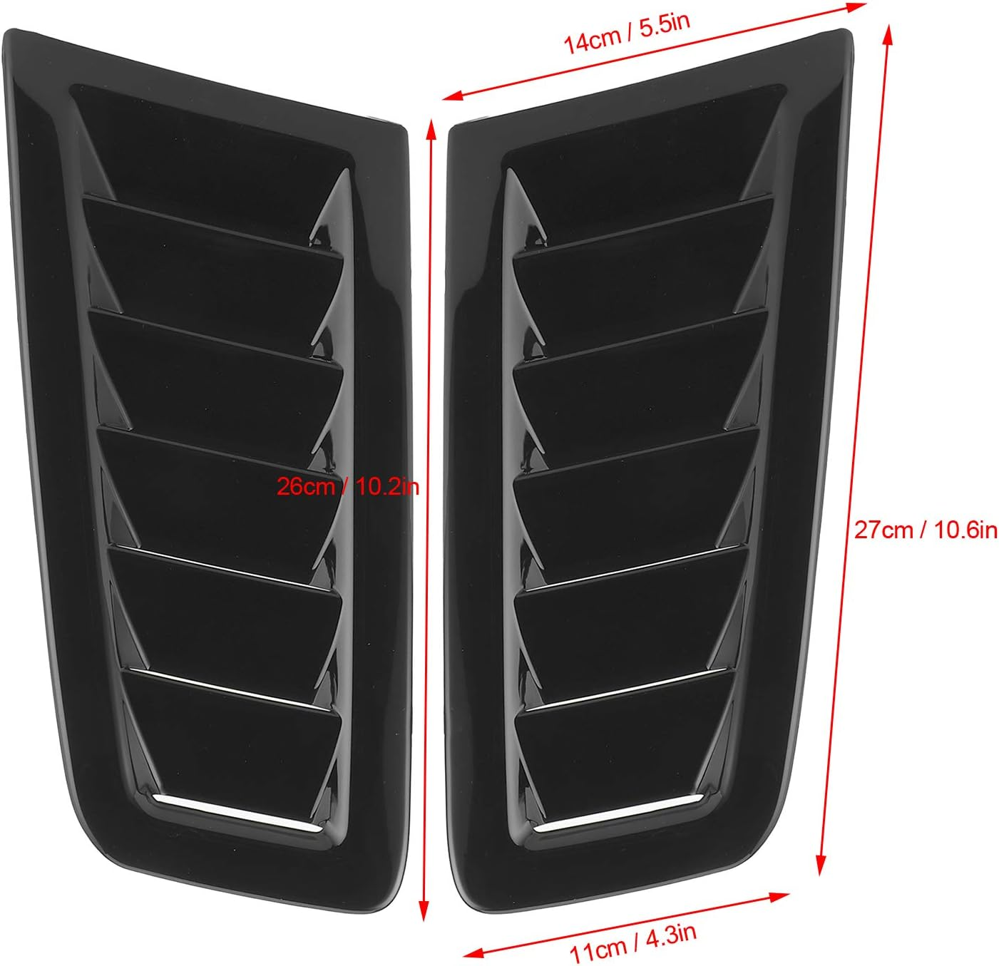 2PCS Universal Hood Air Vents for Car Hood Scoop, Bonnet Vent Hood Air Intake Trim Cover, Bonnet Air Vents Engine Hood Car Exterior Parts for Focus RS MK2 Style (Glossy Black) image number 4