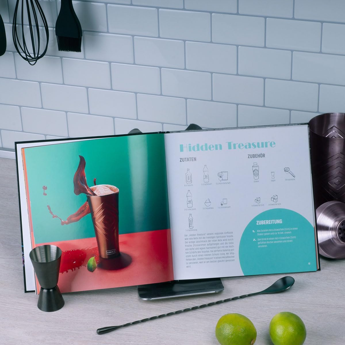 Lurch 240798 Cocktail Set: 3-Piece Cocktail Shaker, Jigger/Bar Measure and Cocktail Book, Gift and Starter Set image number 6