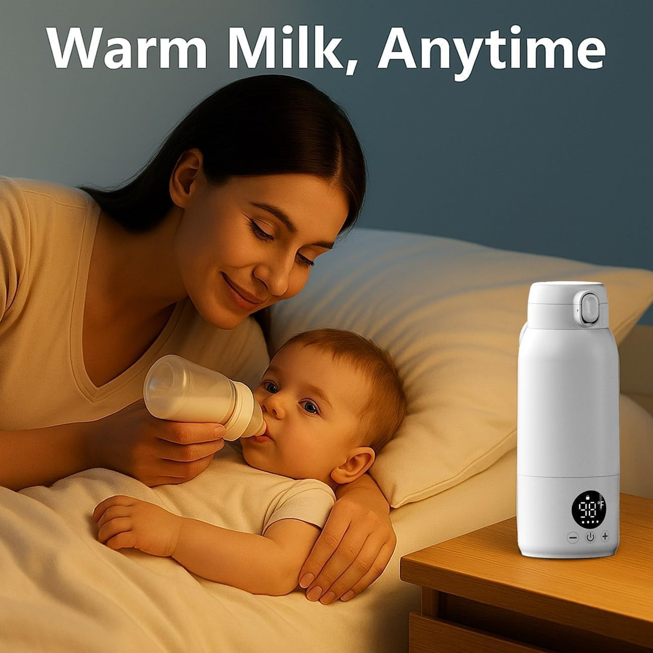 Portable Bottle Warmer,500Ml Large Capacity Portable Milk Warmer for Breastmilk/Formula with Accurate Temp Control,Baby Bottle Warmer Suitable for Travel, Outdoors,Night image number 5