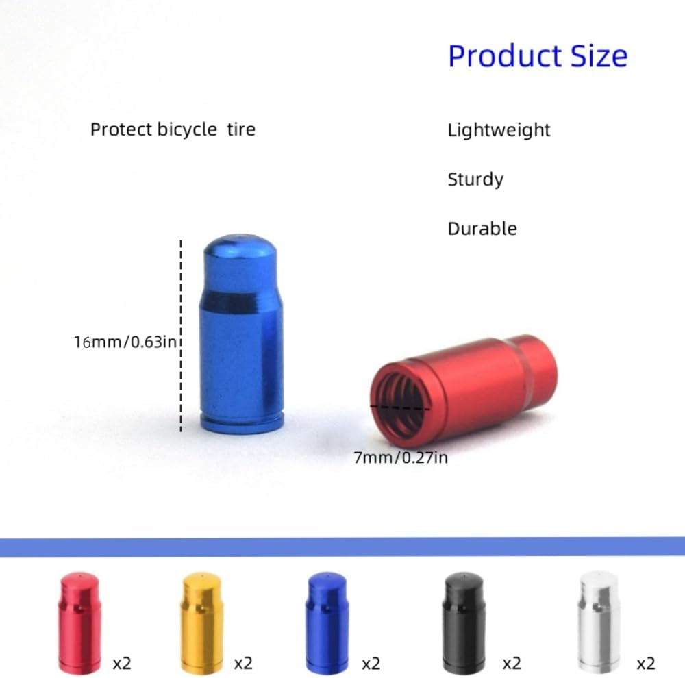 10PCS Bicycle Presta Valve Caps, 5 Colors Bike Tire Presta Valve Stem Covers,Colorful Aluminum Alloy Tyre Dust Caps, Prolong the Service Life of Tires for Mountain Bikes Road Bikes Folding Bikes image number 2