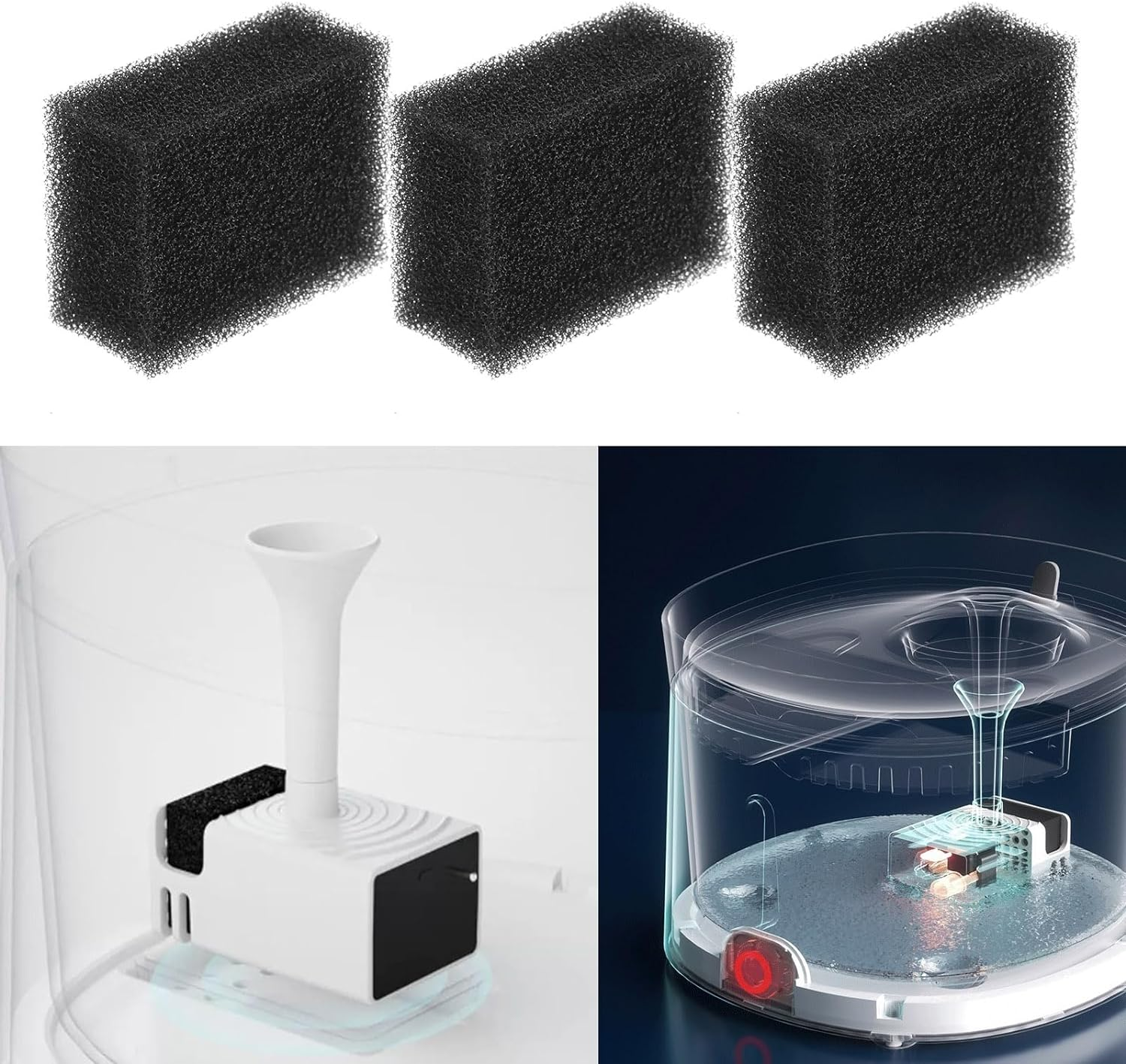 VGOL Pet Fountain Filter, Pack of 6, Compatible with Homerunpet WF20, Wireless Pet Fountain, Cat Water Dispenser, Replacement Sponge image number 6