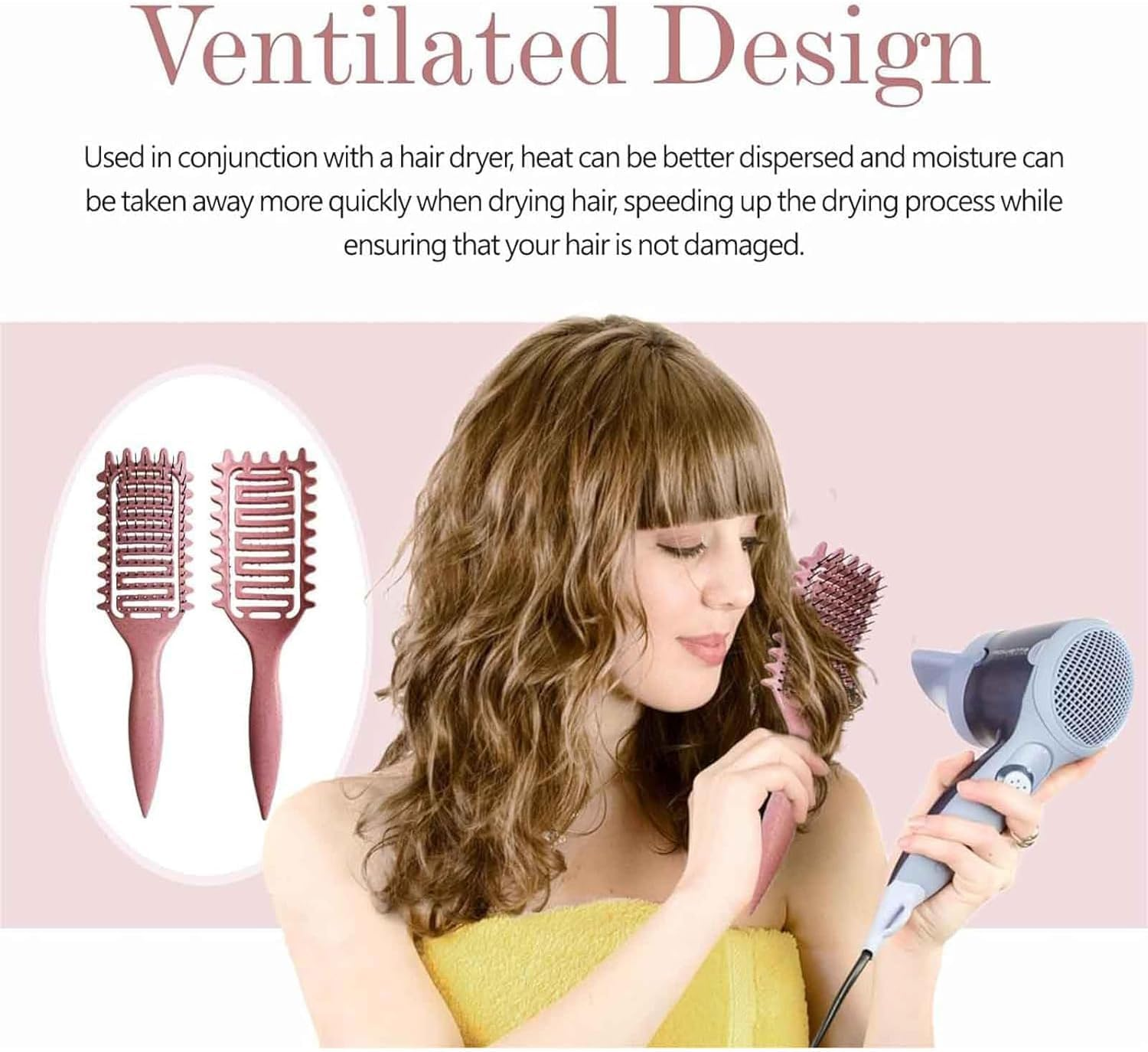 Curl Defining Brush, 2024 New Vented Hair Brush, Curly Hair Brush, Define Styling Brush for Curly Hair, Shaping & Defining Curls for Women (Pink)