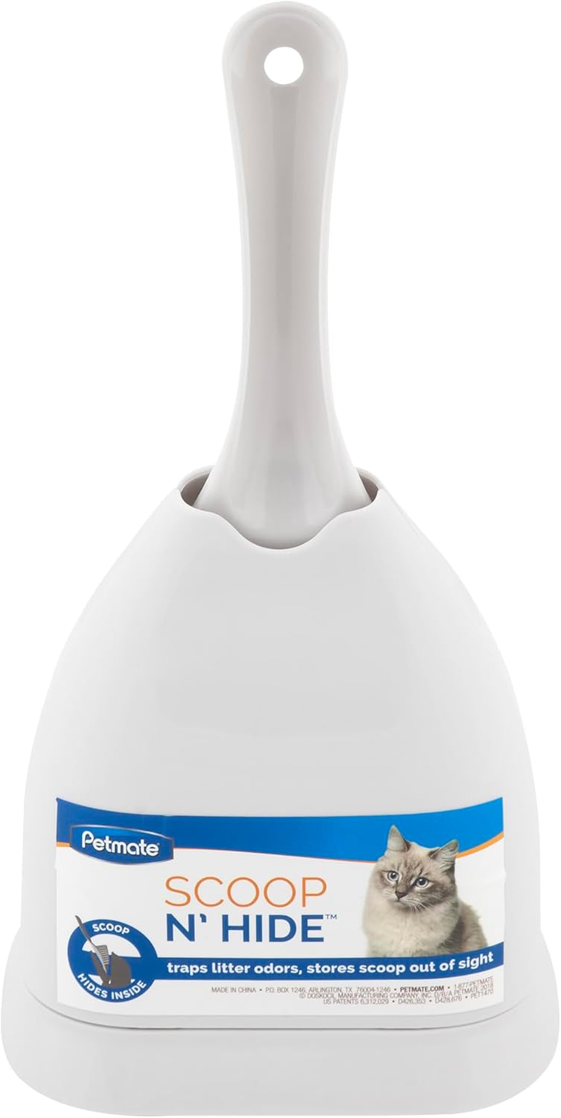 Petmate Scoop N' Hide Cat Litter Scoop with Discreet Litter Scoop Holder, White