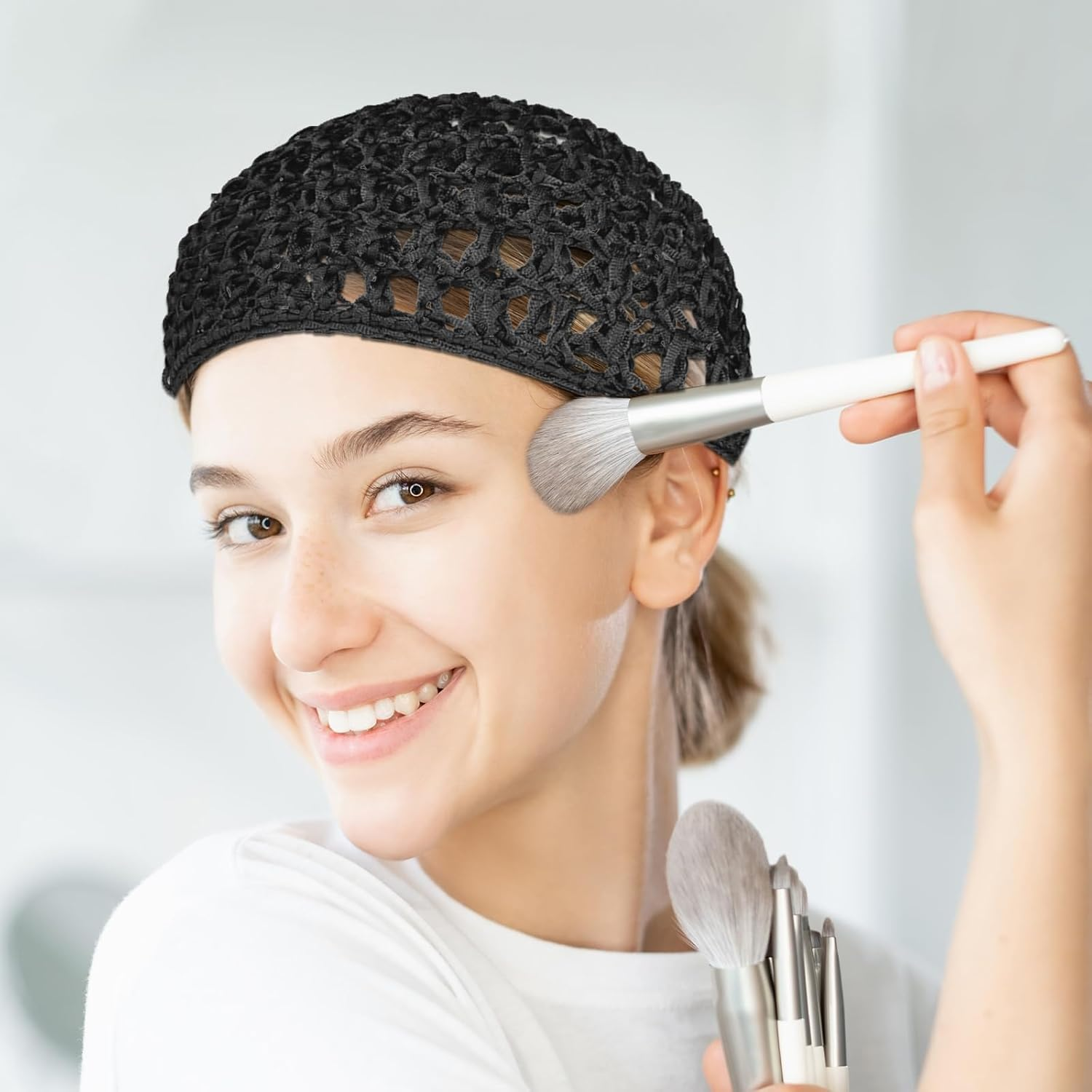 3Pcs Hair Net Soft Rayon Mesh Crocheted Hairnet Sleep Cap Mesh Cover Curls Hair Net Snoods Elastic Hairnet Hairs Cover Accessories for Women Men Night Sleeping Thick Long Short Curls Hairs