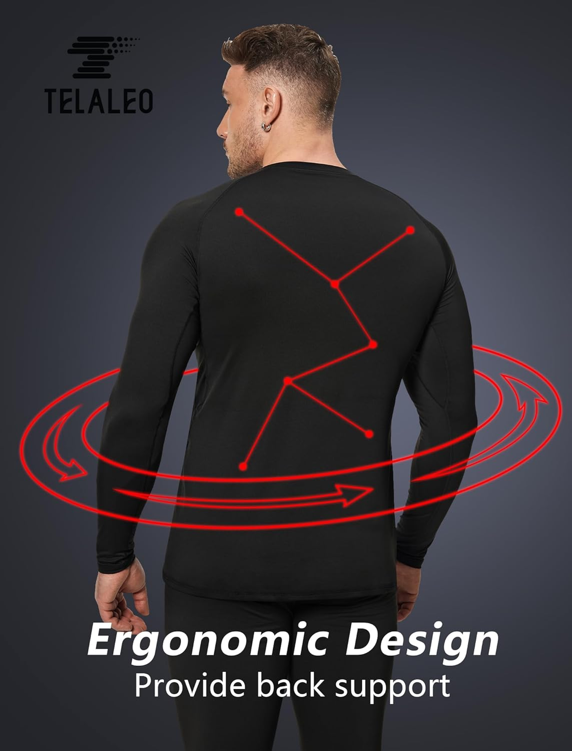 TELALEO 3 Pack Men'S Thermal Compression Shirt Fleece Lined Long Sleeve Athletic Base Layer Cold Weather Gear Workout Top image number 5