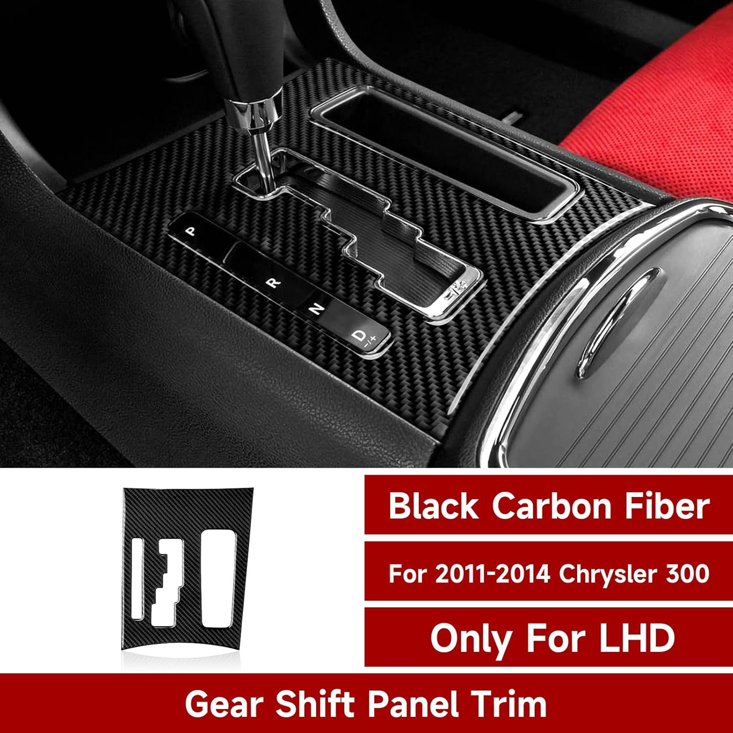 Car Carbon Fiber Gear Shift Panel Decals for 2011 2012 2013 2014 Chrysler 300 Accessories Interior Stickers - Air Vent Trim image number 4