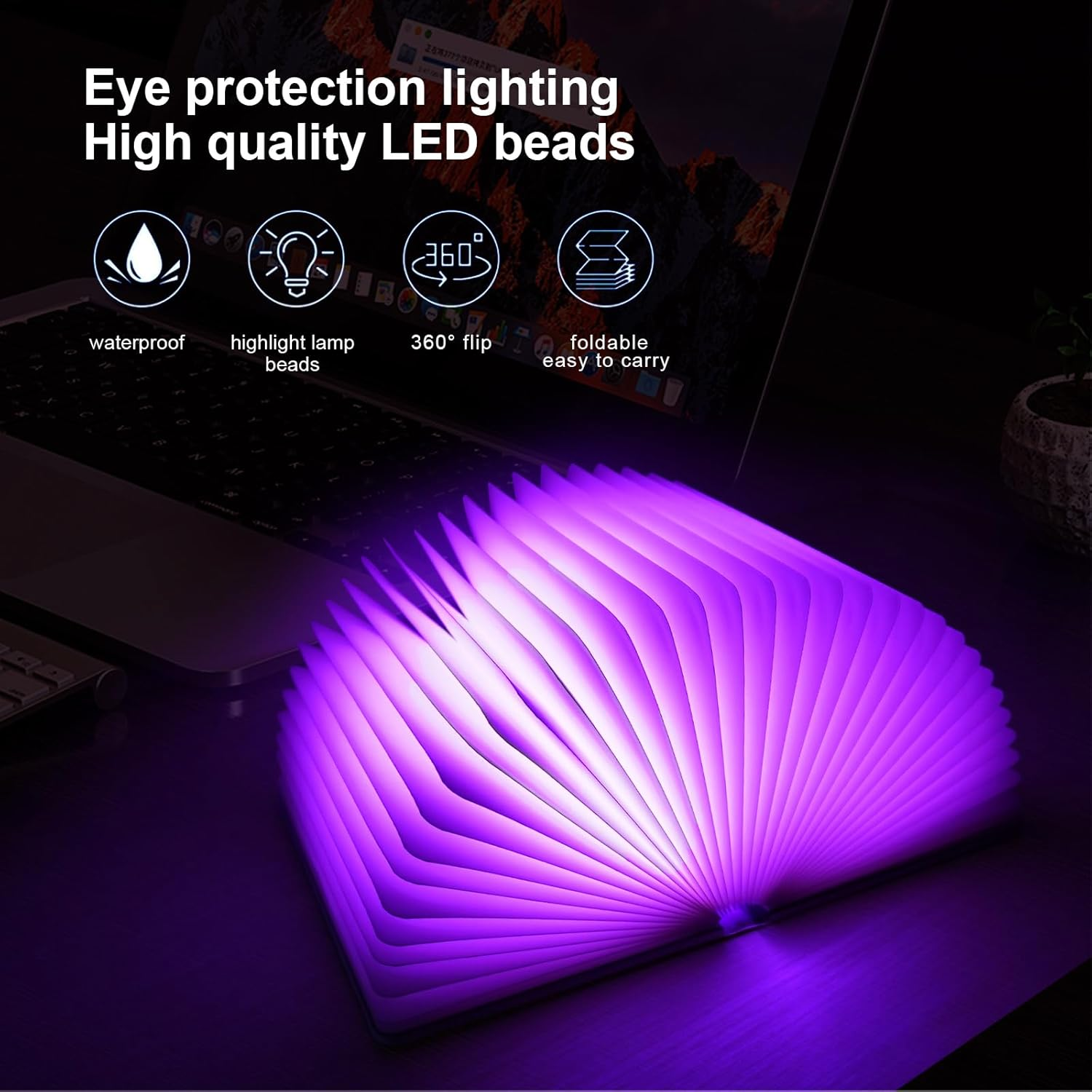 QXMGCBOK Decorative LED Book Lamp with Relief Design - RGB Mood Light, USB Chargeable, for Family and Living Room Design (Bronze Colour) image number 1