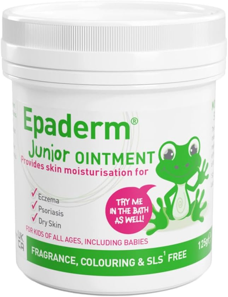 Epaderm Junior Ointment for Eczema, Psoriasis and Dry Skin, 125G Tub | 3-In-1 Emollient Formulated with Clinically Proven Ingredients | Free from Fragrance, Colour, Steroids, Sodium Lauryl Sulphate (SLS) | Suitable for All Ages, Including Babies image number 5