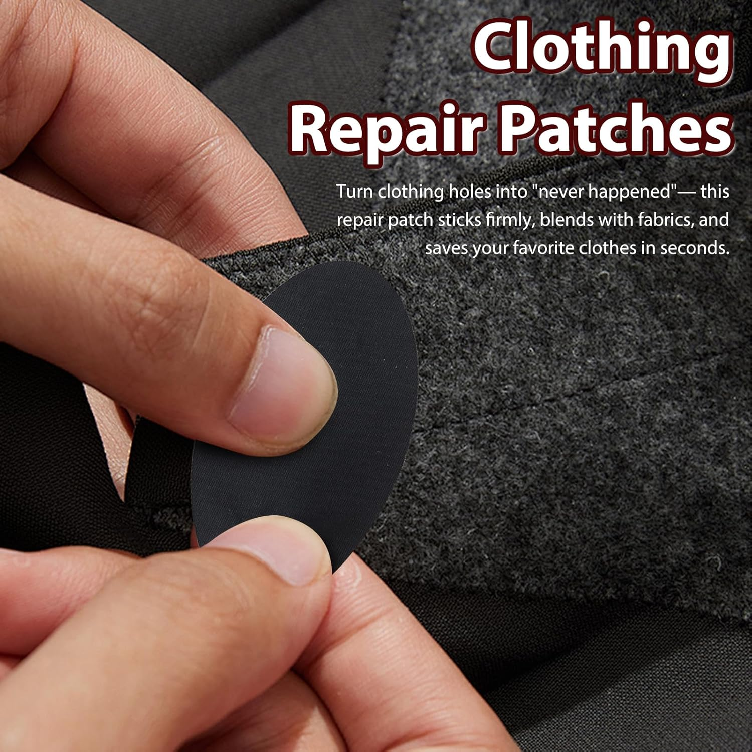 AIAOO Puffer Jacket Repair Patch Kit, 2PCS Self-Adhesive Fabric Patches with 21 Shapes, Waterproof Tear-Resistant for Camping Accessories, Leather & Clothes Repair (Black, 15X15Cm) image number 4