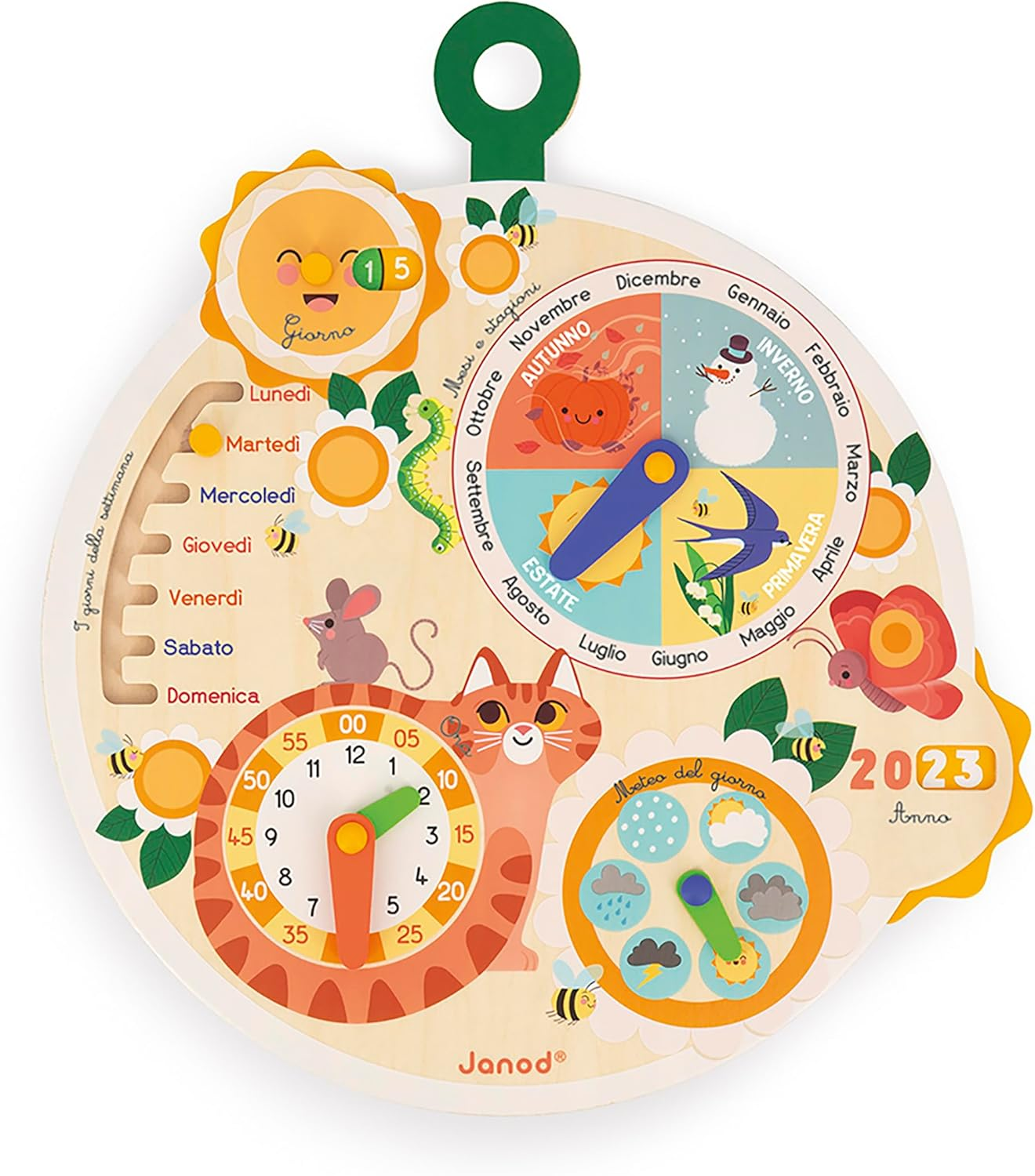 Janod Zeitrad Wooden Learning Calendar for Children'S Educational Play Wooden Toy from FSC from 3 Years J09624, Multi-Coloured image number 4