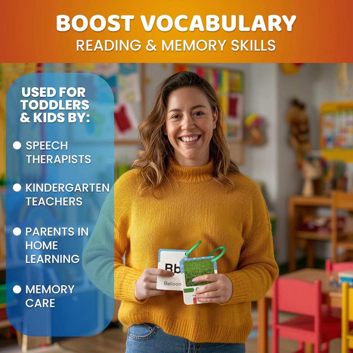 Quokka 225 Flash Cards for Toddlers 1-3 &ndash; Alphabet & First Words Flashcards with Rings &ndash; Toddler Educational Toys for Learning &ndash; Fun Big Size Letter Flashcards for Toddlers 3-5 Years image number 6