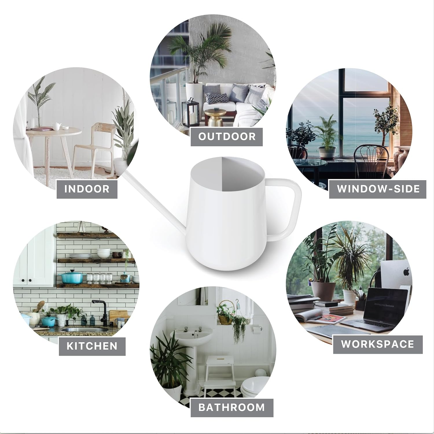 Metal Watering Can for Indoor Houseplants Outdoor Garden Long Sprout Water Can for Succulents Herb Bonsai Modern Garden Tool 33.8Oz/1000Ml (Brilliant White) image number 4