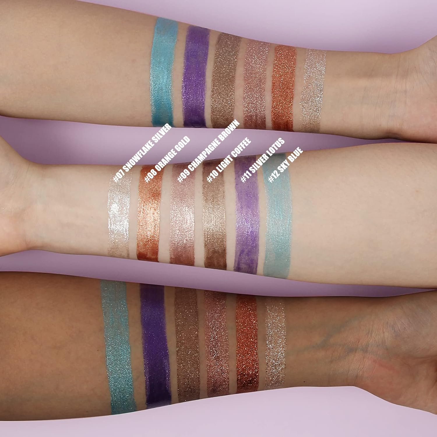 Anglicolor Eyeshadow,Liquid Glitter Eyeshadow,Highly Pigmented Glitter Gel Diamond Eyeshadow, Liquid Eyeshadow & Eyeliner Blendable Shimmer Eyes Makeup,Vegan (#7 Silver)