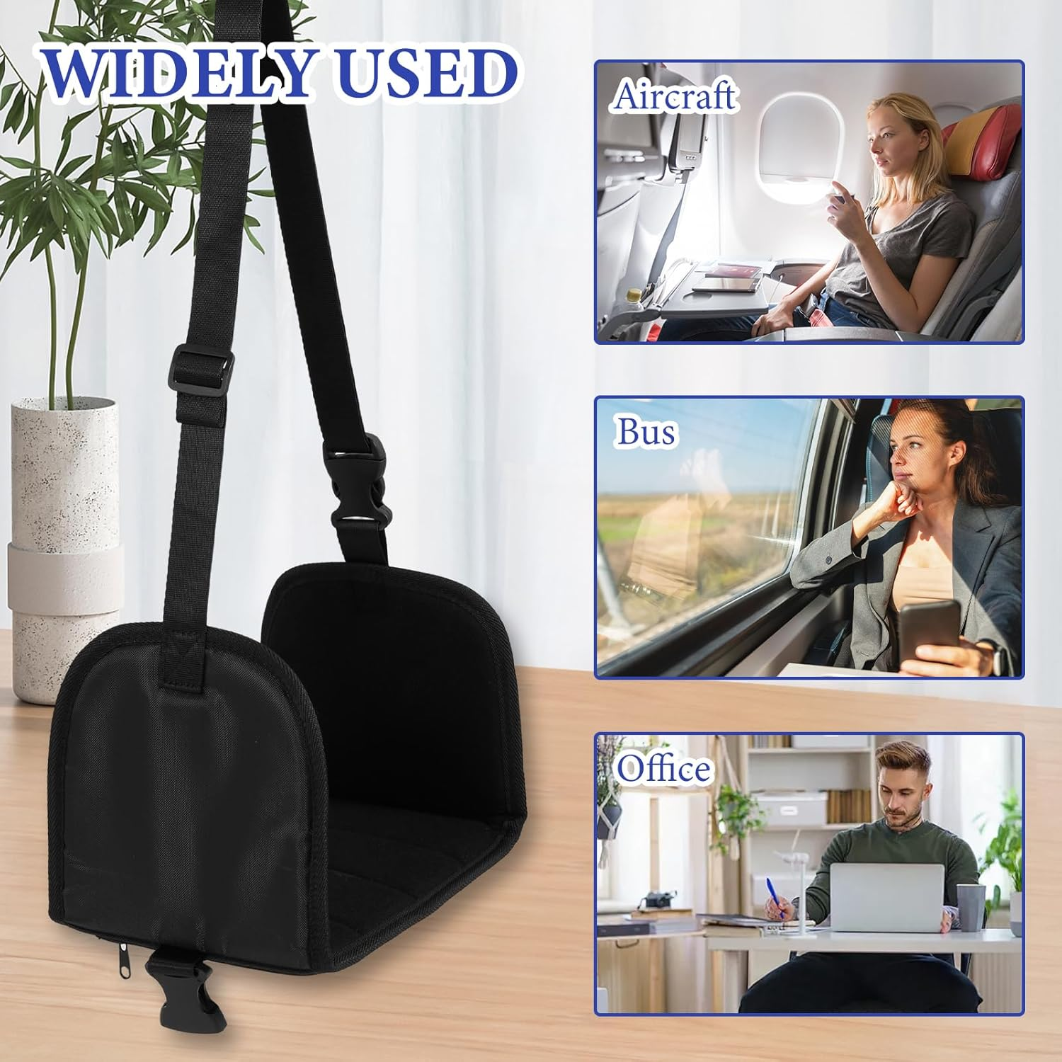 ZFLYCANP Airplane Foot Hammock with Support, Portable Base Designed Foot Hammock with Storage Bag, Perfect Foot Rest for Long Flight Plane Trip image number 5