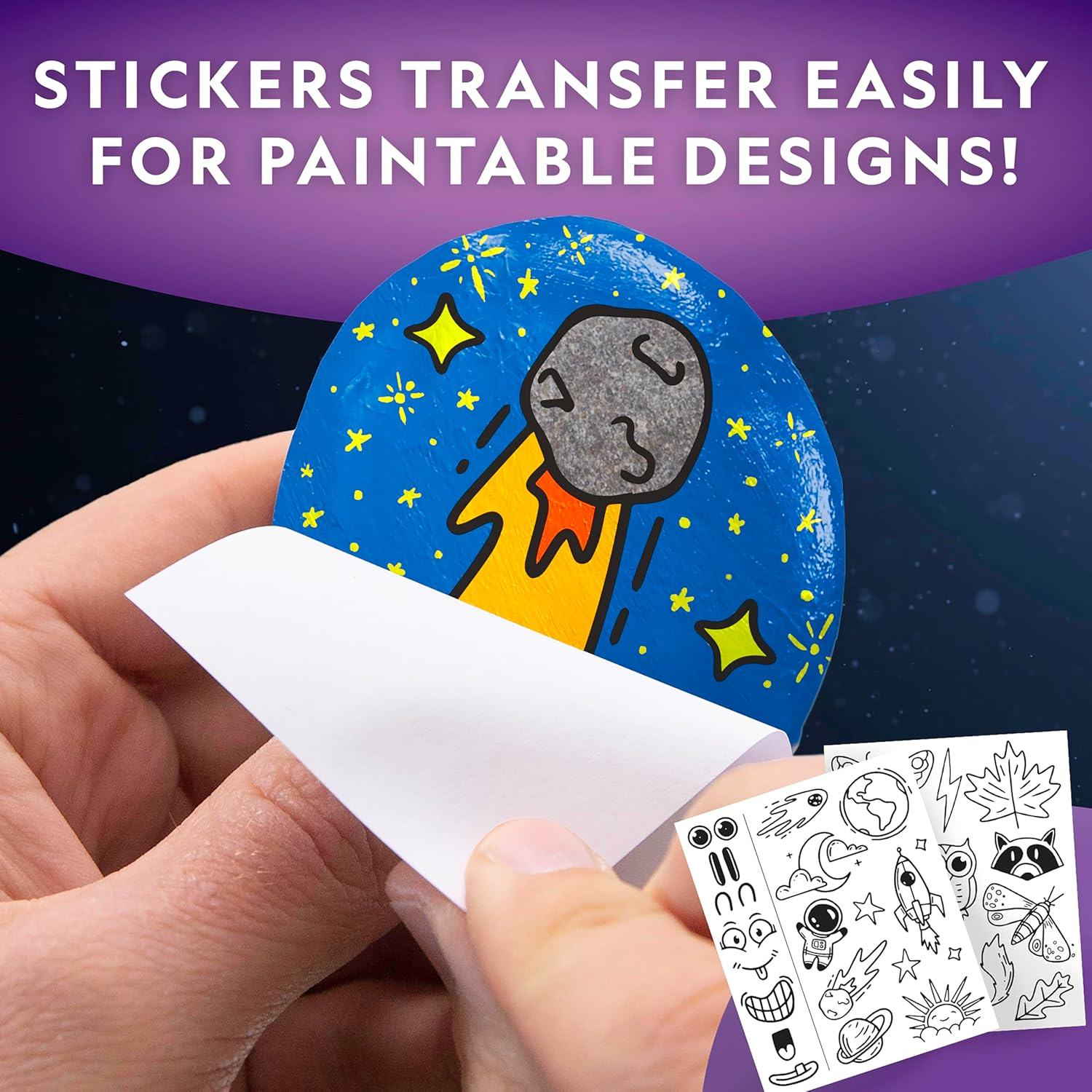 National Geographic Glow in the Dark Rock Painting Kit - Arts & Crafts Kit for Kids, Decorate 15 River Rocks with 15 Paints & Art Supplies, Kids Craft image number 1