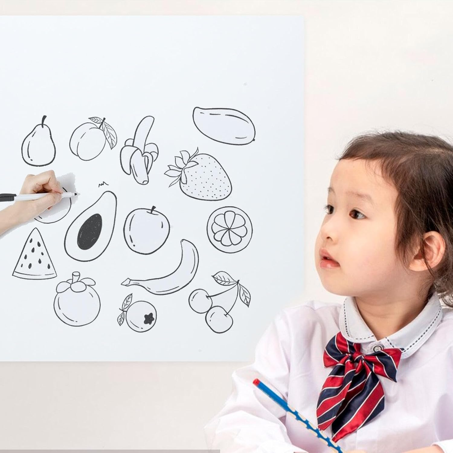 TEHAUX Sticky Dry Erase White Boards, Office Whiteboard Sticker Dry Erase Sheet Sticker Reusable Blackboard Sticker White Board Roll for Home Office Classroom image number 2