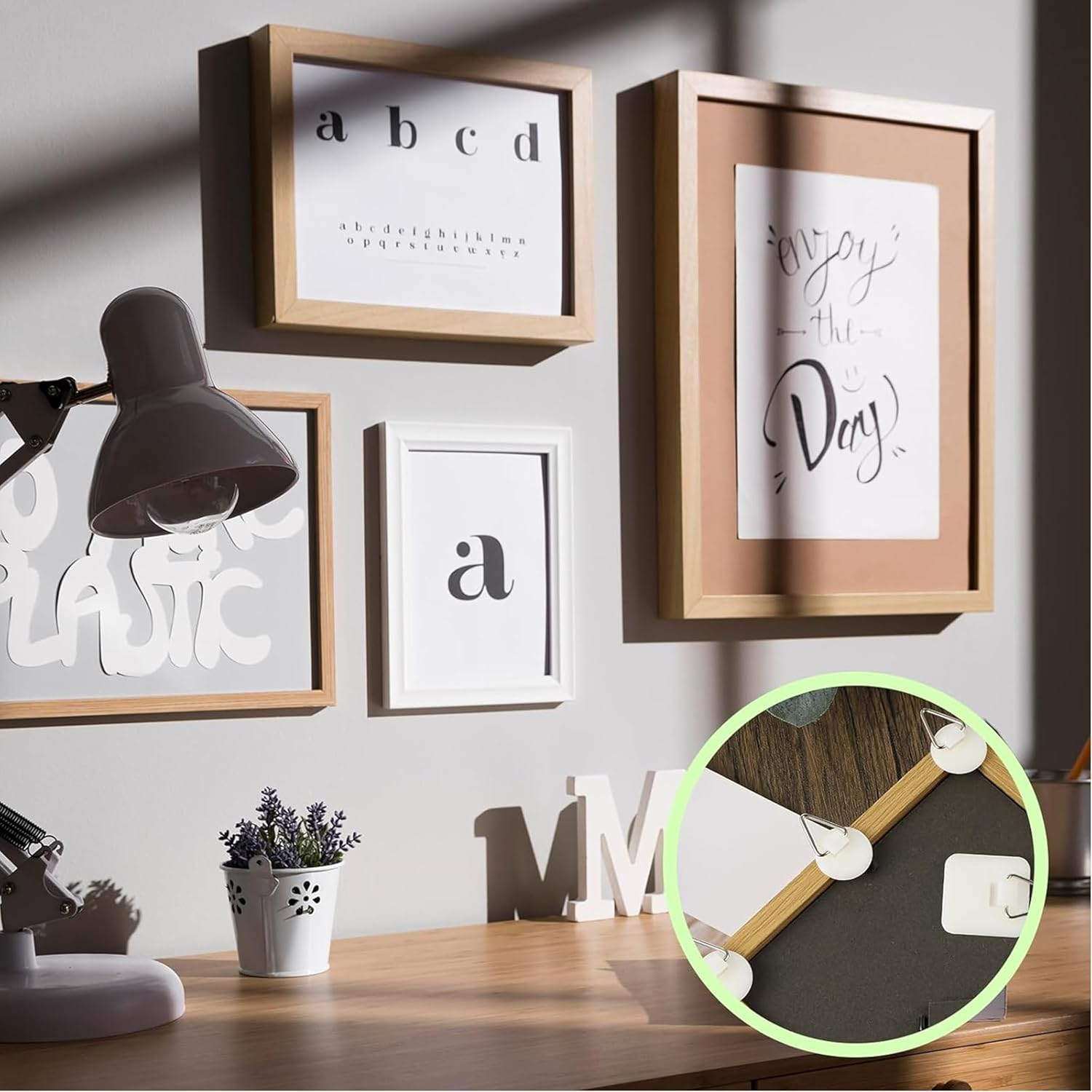 30 Pcs Adhesive Picture Hanger, Adhesive Hooks for Hanging Pictures without Nails,Vertical Hanging Hooks,Plastic Picture Sticky Hangers for Home Kitchen Picture Photo Frame Plate Wall Art(3 Sizes) image number 5