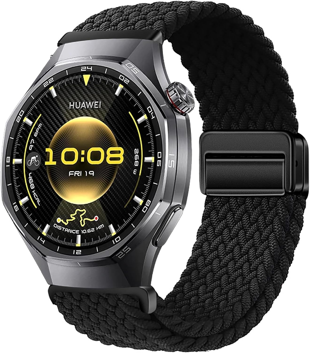 GIOPUEY Magnetic Bracelet Compatible with Huawei Watch GT 6 Pro 46 Mm, Braided Nylon Strap [Unisex] Elastic Replacement Strap