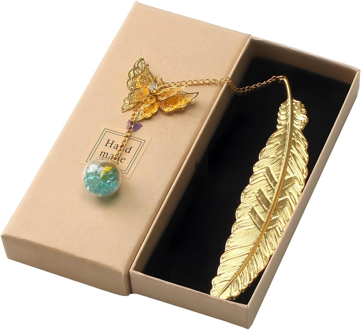 COZY CORE Metal Feather Butterfly Bookmark,3D Butterfly Pendant Bookmarks, Vintage Metal Feather Bookmark