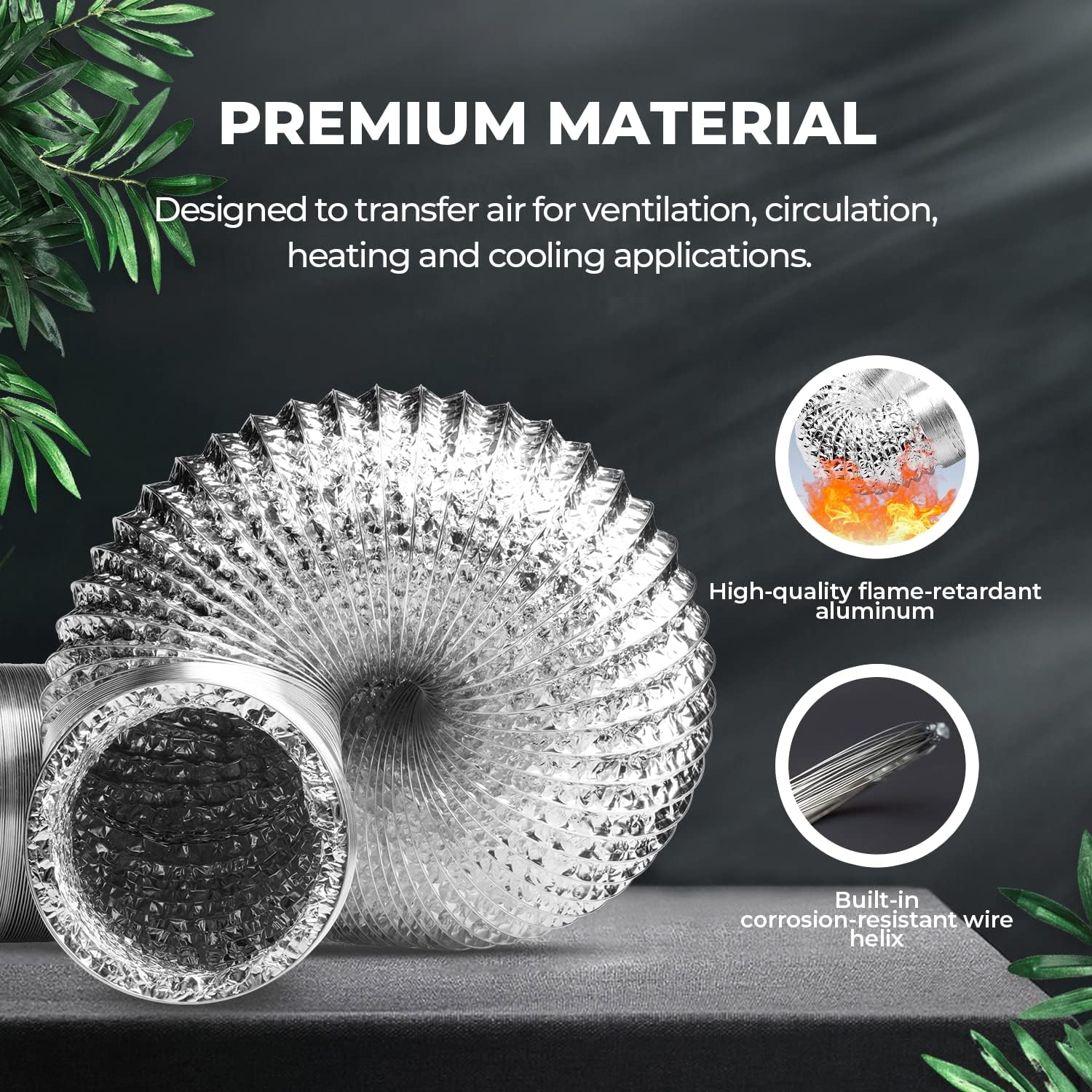 Ipower 6 Inch 25 Feet Non-Insulated Flex Air Aluminum Ducting Dryer Vent Hose for HVAC Ventilation, 2 Clamps Included image number 2