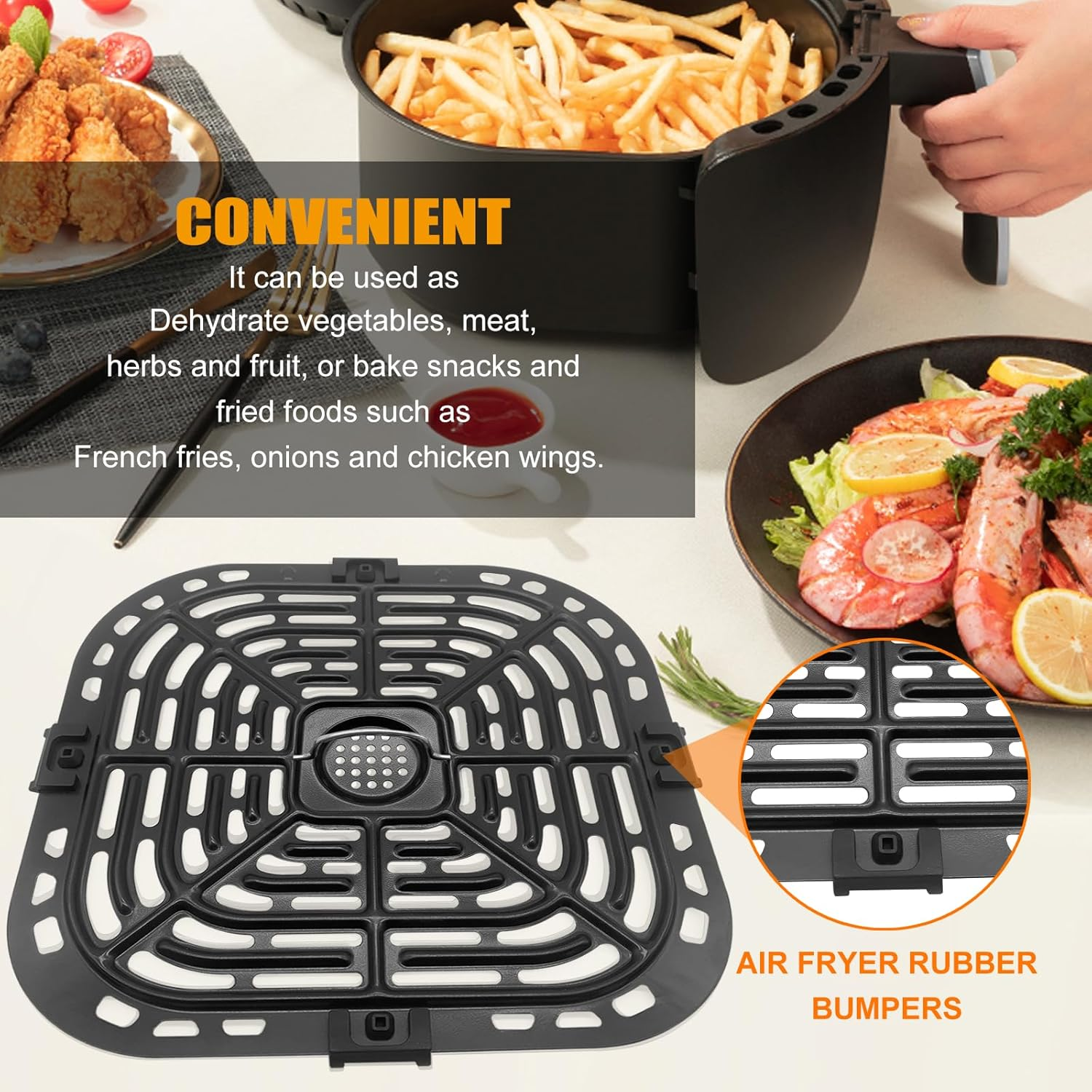 GCQ Air Fryer Replacement Tray for Instant Pot Vortex 6 in 1 6 QT Gourmia GAF735 6 QT Air Fryer, Original Air Fryer Accessories Grill Pan Plate Crisper Plate Rack Parts,Dishwasher Safe image number 4