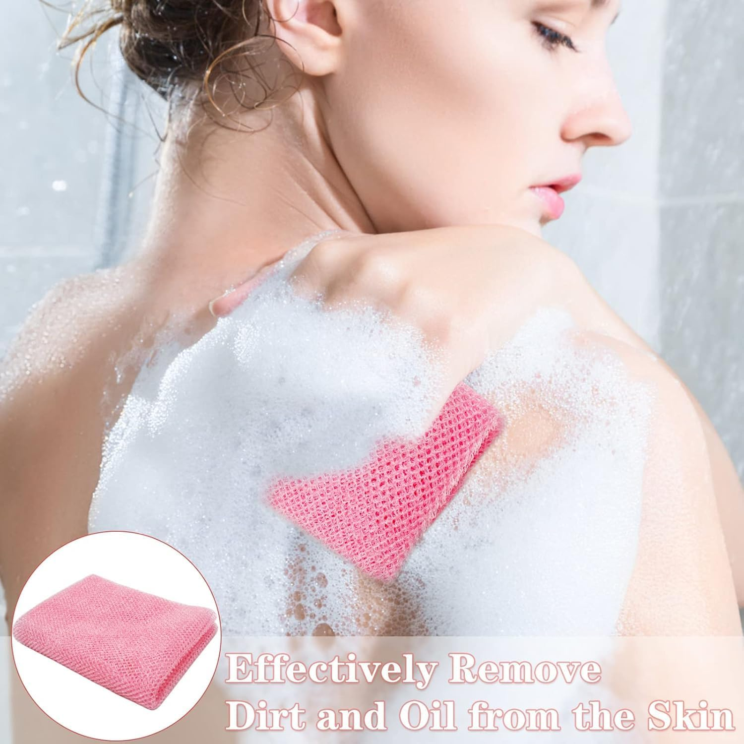 Net Scrubber Nylon Mesh Bath Sponge, 4Pcsexfoliating Body Scrubber Washcloth Sponge,Body Back Scrubber Towel Bath Wash Cloth, Body Exfoliator Loofah Luffa Sponge Net Rag image number 1