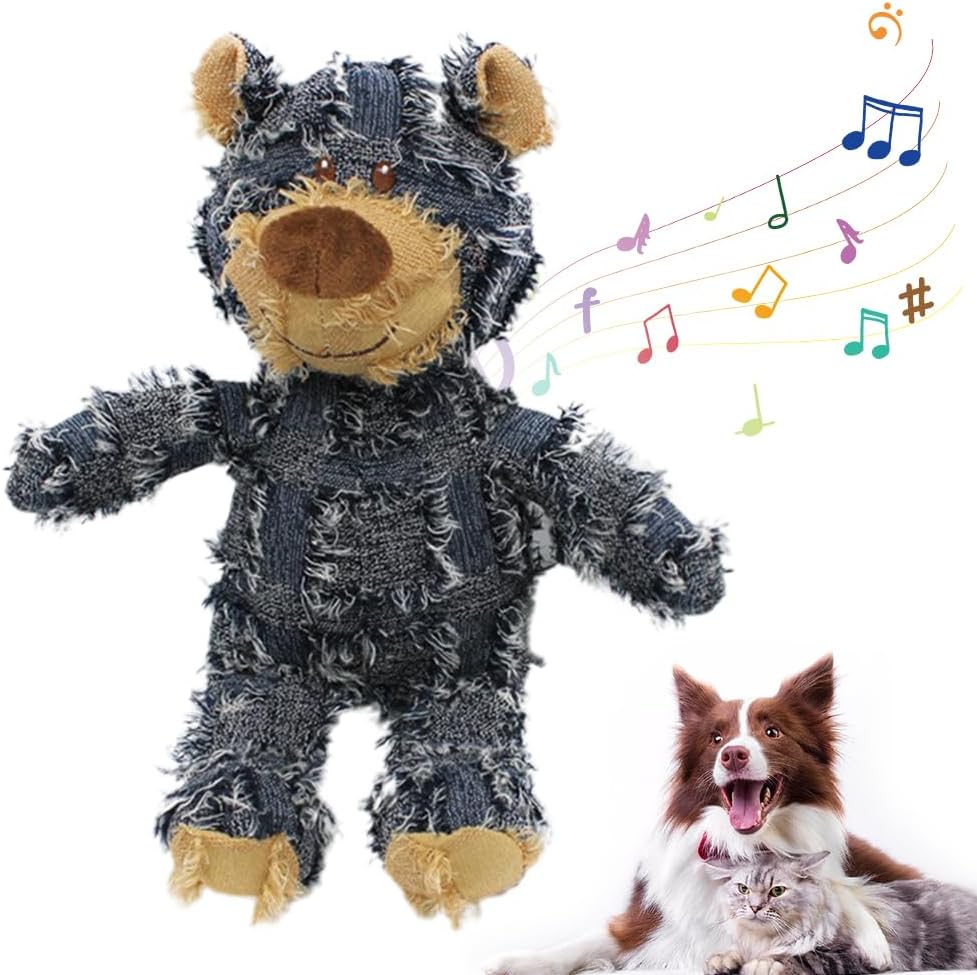 Indestructible Robust Bear, 2024 Upgraded Dog Companion for Heavy Chewers Large Small Dogs Toys for Heavy Chewers Unbreakable Stuffed Plush to Keep Them Busy (Navy, Large)