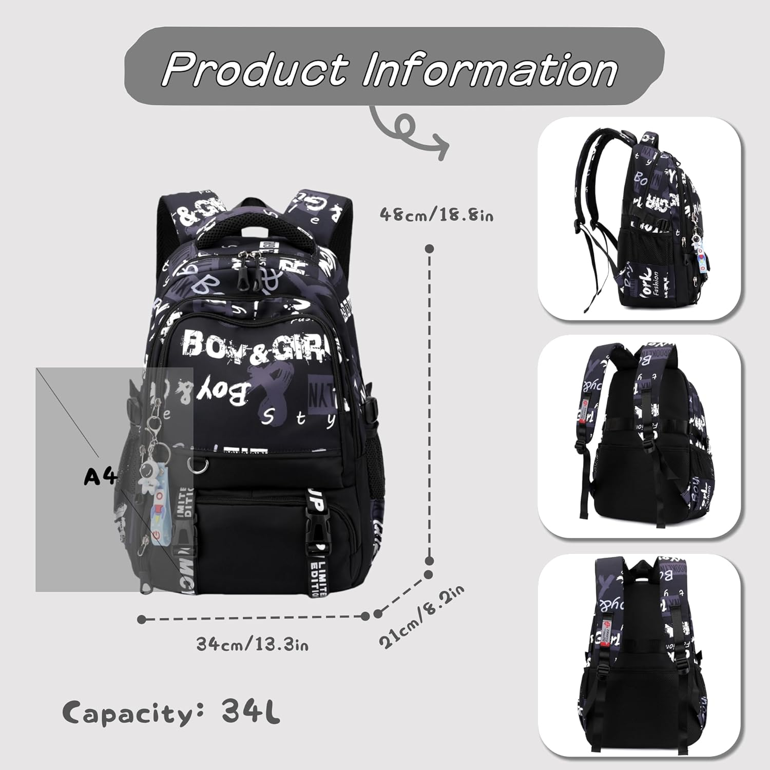 Camo or Football Print Boys School Bags Backpack Travel Backpack Daypacks image number 5