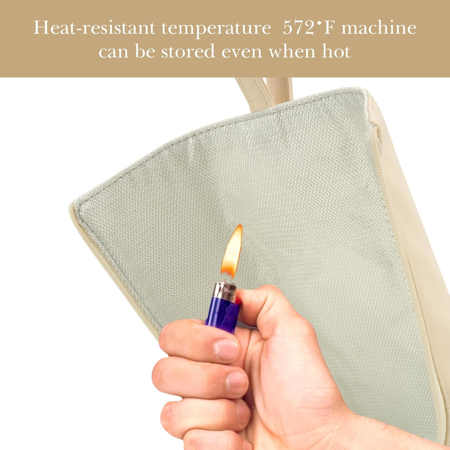 Reignsword Hot Iron Holder & Mat, Heat Resistant Hot Tools Organizer, Portable Hair Tools Travel Bag for Curling Irons, Flat Irons, Hair Straightener and Styling Tools (Beige) image number 4