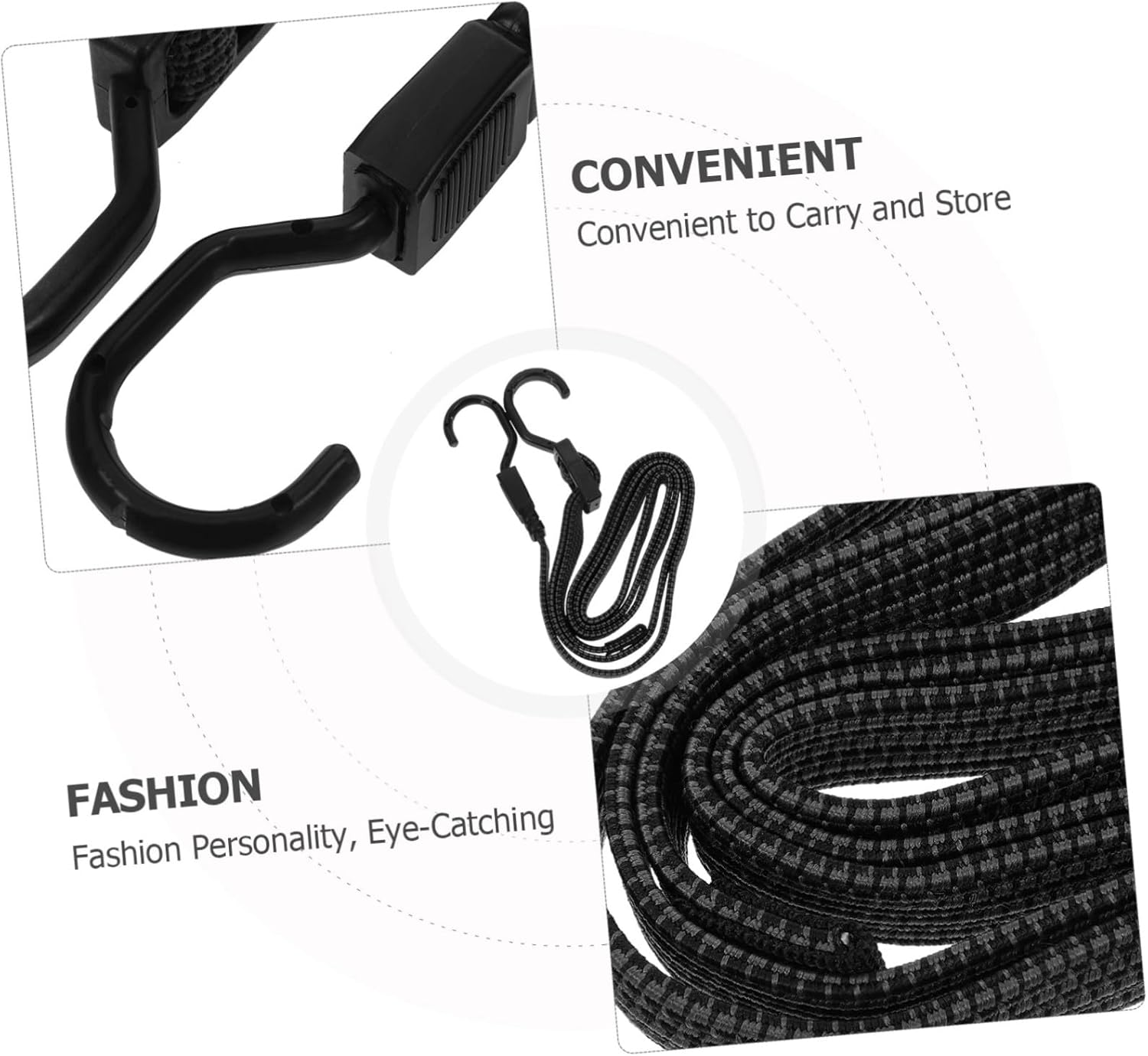 2Pcs Flat Bungee Cords with Hooks Elastic Cargo Tightening Straps for Motorcycle Bike Kayak Luggage Fixing Tie down Rope