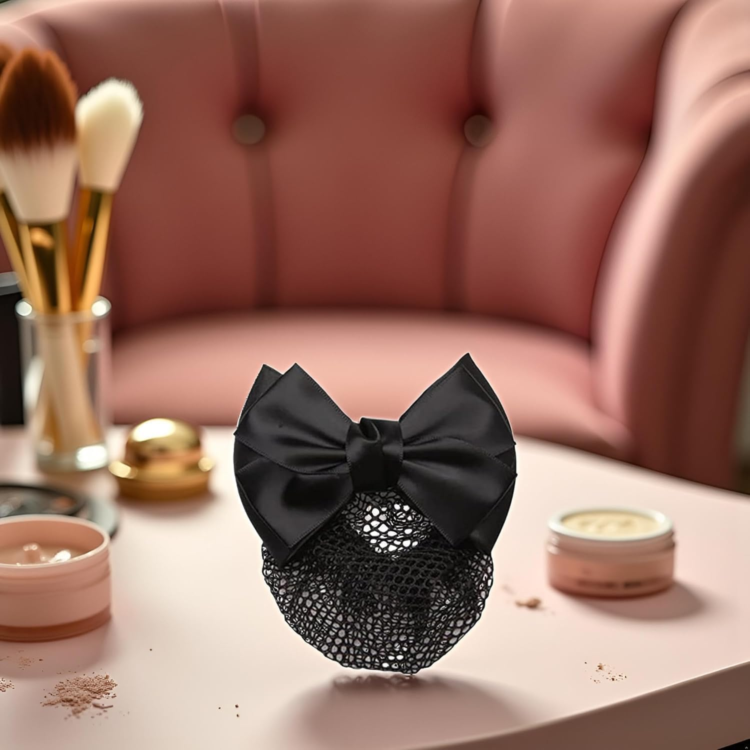 Bowknot Hair Bun Clips, Bowknot Hair Net Clips, Snoods Bun Cover Hair Clip Occupational Fixator for Dancing, Work, Class and Daily Use