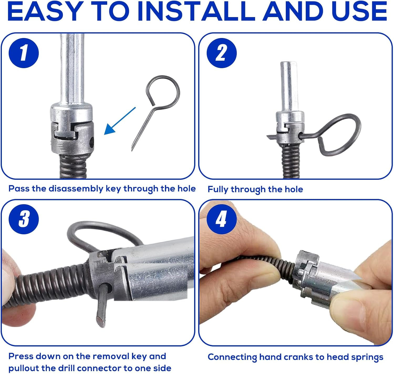 Pipe Cleaning Spiral 5 M Diameter 12 Mm, Drain Cleaner Spiral, Spiral Drain Pipe Cleaning with Electric and Manual Adapters, Drain Spiral Pipe Cleaning Shaft, Pipe Cleaner Pipe Cleaning Device image number 2