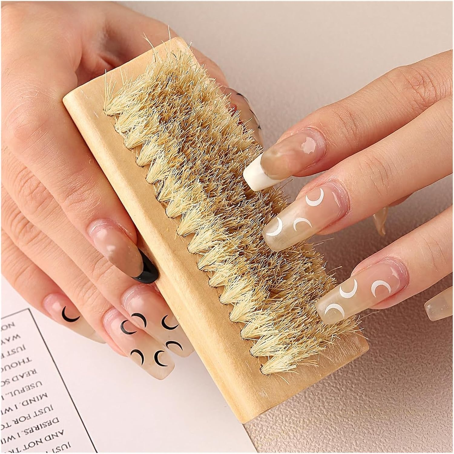 Bamboo Nail Brush for Cleaning Fingernails &ndash; Stiff Bristles for Nail Care, Eco-Friendly Wooden Hand Brush for Manicure, Cleaning (2PC) image number 4