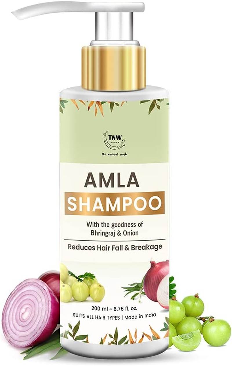 Tnw-The Natural Wash Amla Shampoo for Hair Growth & Controlling Hair Fall with the Goodness of Amla,Bhringraj, Onion, Black Seed| No Paraben & No Sulphate| Amla Shampoo for Men and Women (200 Ml)